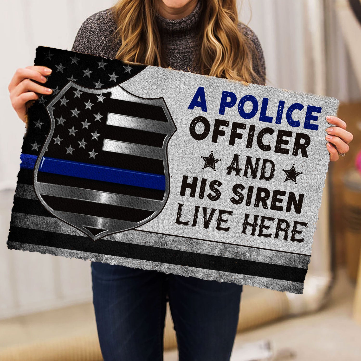 Ohaprints-Doormat-Outdoor-Indoor-A-Police-Officer-And-His-Siren-Live-Here-Gift-For-Couple-Rubber-Door-Mat-316-