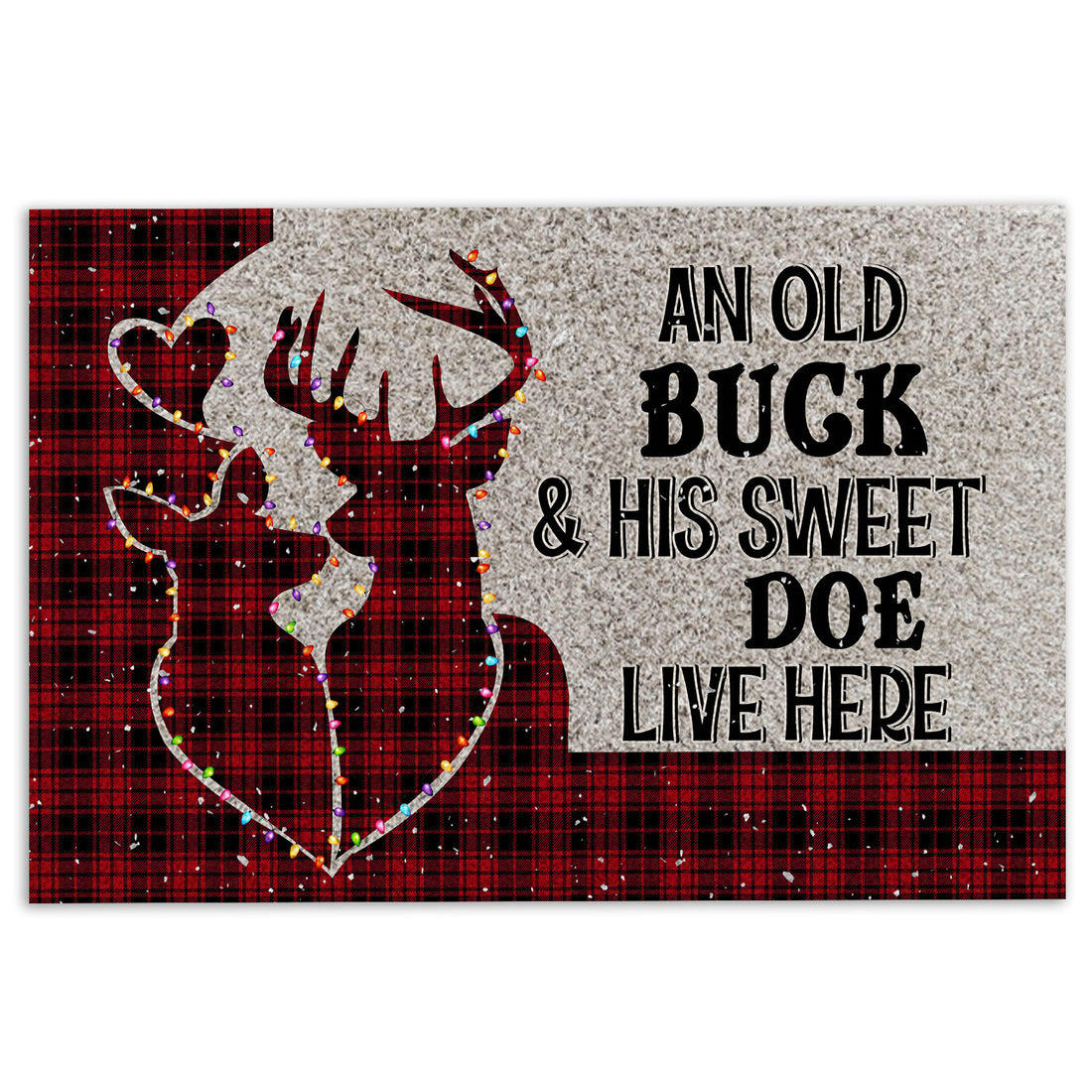 Ohaprints-Doormat-Outdoor-Indoor-An-Old-Buck--His-Sweet-Doe-Live-Here-Christmas-Gift-For-Couple-Rubber-Door-Mat-457-18'' x 30''