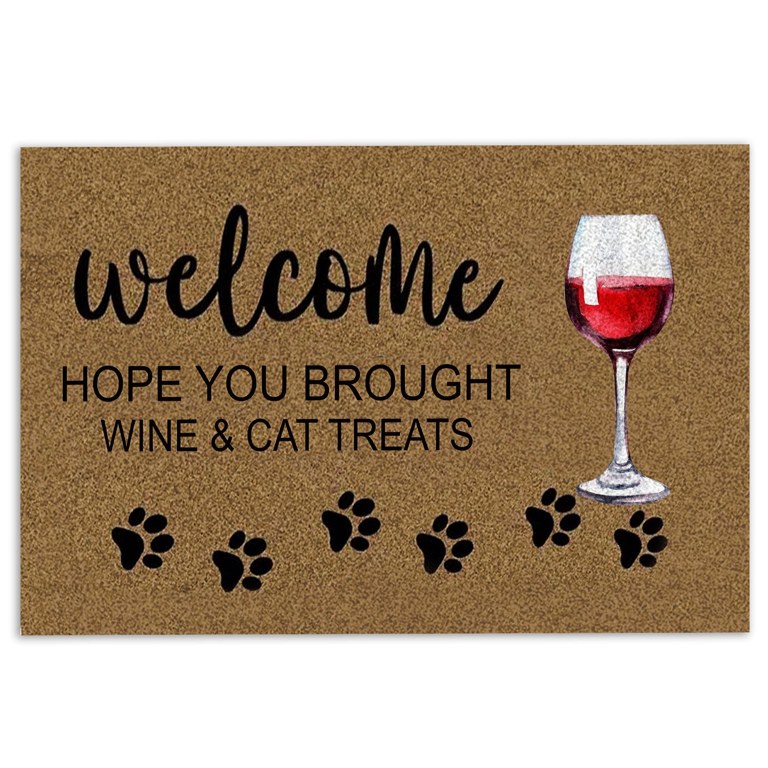 Ohaprints-Doormat-Outdoor-Indoor-Welcome-Hope-You-Brought-Wine-And-Cat-Treats-Gift-For-Cat-Lover-Rubber-Door-Mat-240-18'' x 30''