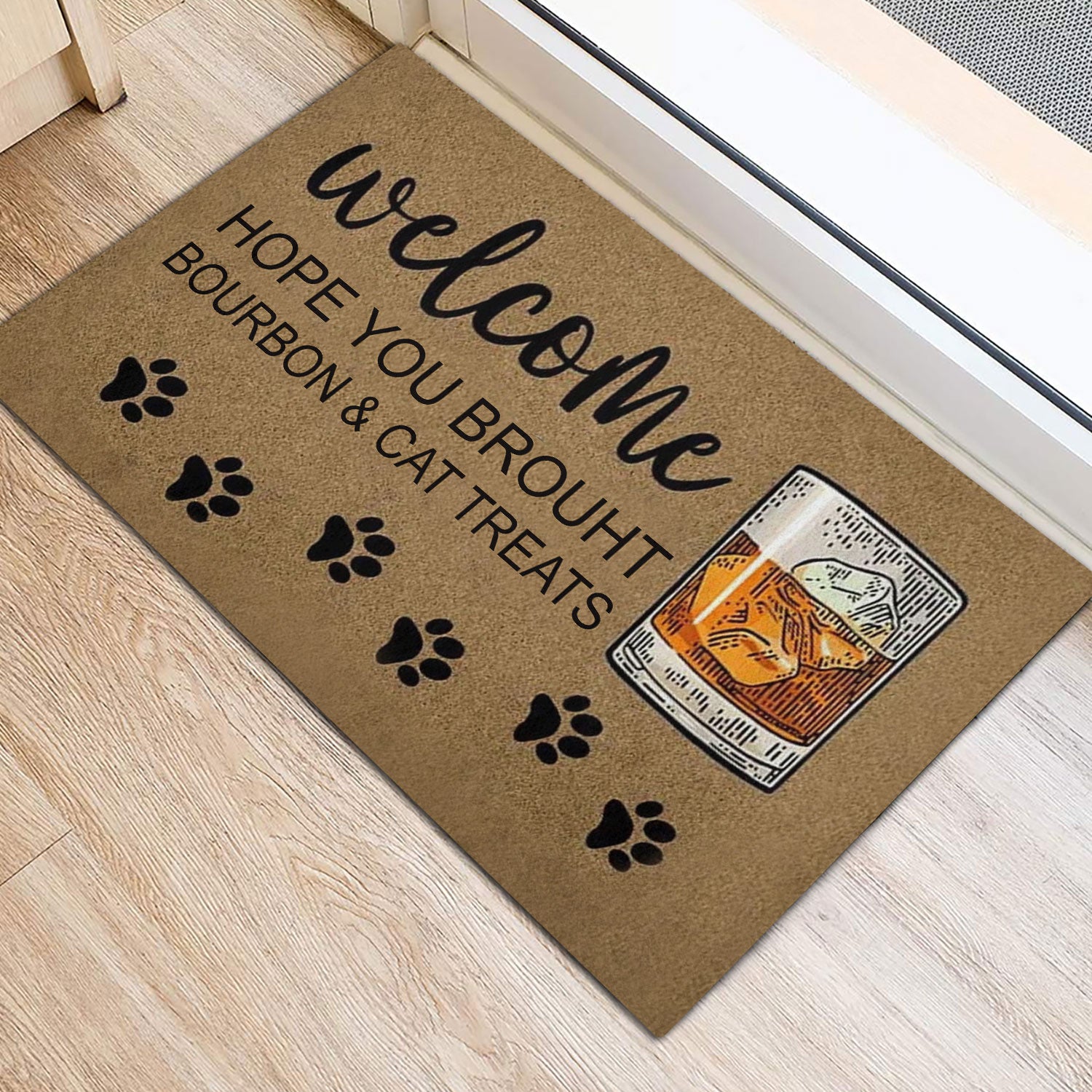 Ohaprints-Doormat-Outdoor-Indoor-Welcome-Hope-You-Brought-Bourbon--Cat-Treats-Gift-For-Cat-Lover-Rubber-Door-Mat-241-