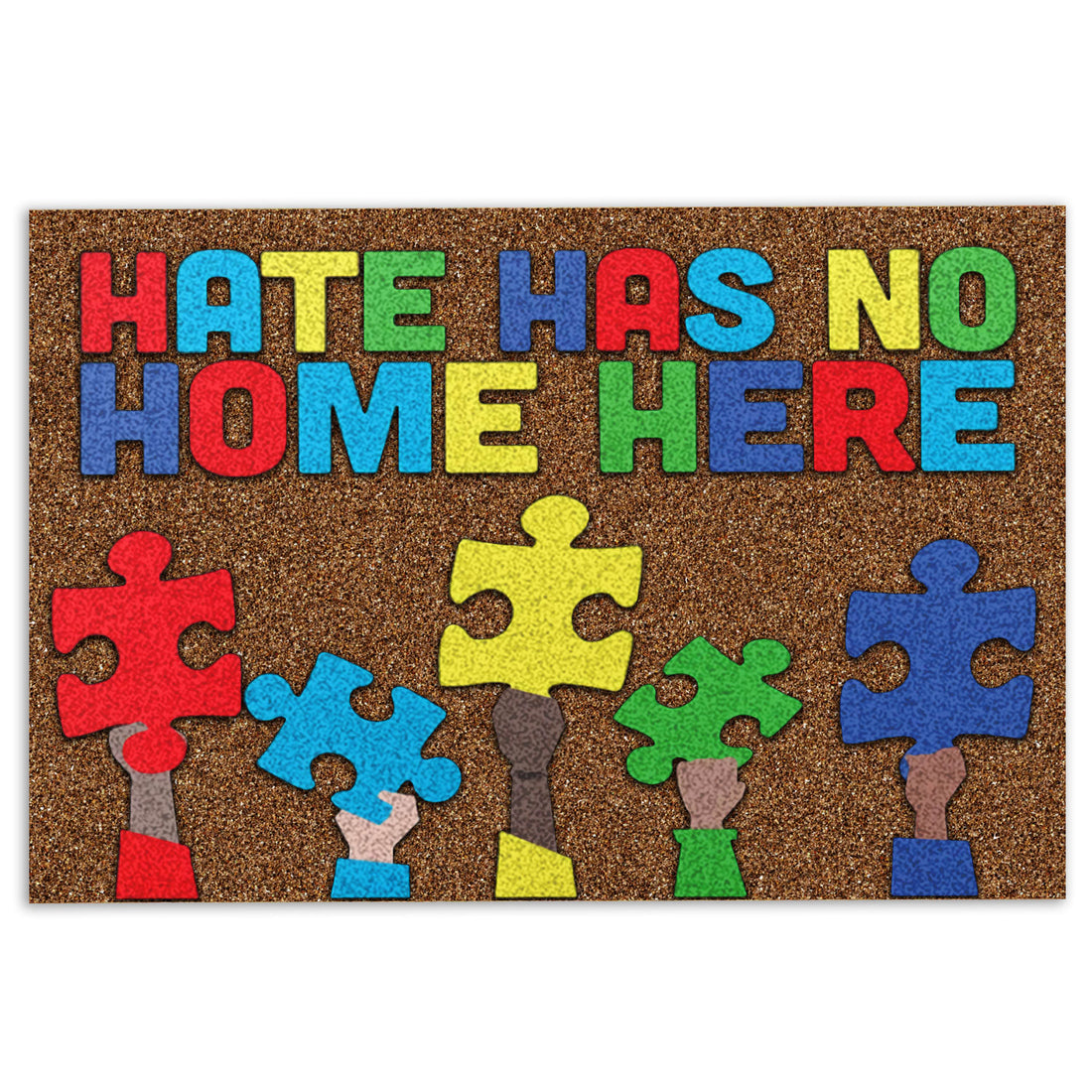 Ohaprints-Doormat-Outdoor-Indoor-Autism-Awareness-Hate-Has-No-Home-Here-Never-Give-Up-Rubber-Door-Mat-304-18'' x 30''