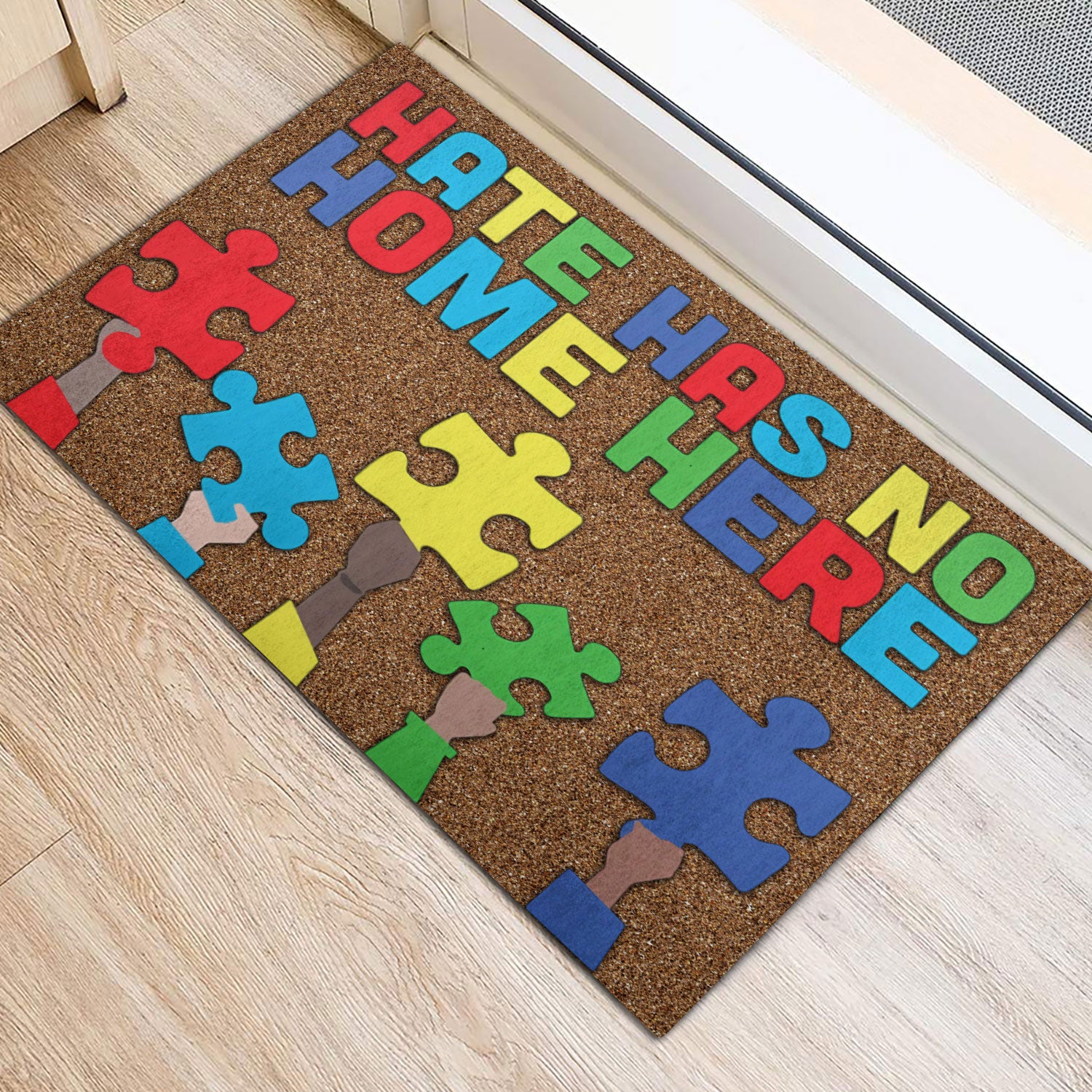 Ohaprints-Doormat-Outdoor-Indoor-Autism-Awareness-Hate-Has-No-Home-Here-Never-Give-Up-Rubber-Door-Mat-304-