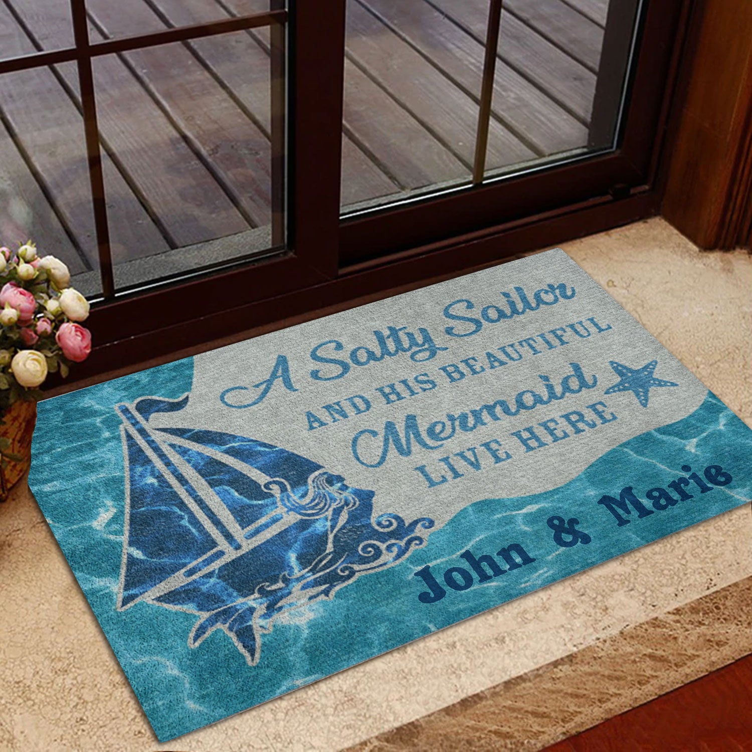 Ohaprints-Doormat-Outdoor-Indoor-A-Salty-Sailor--His-Mermaid-Live-Here-Custom-Personalized-Name-Rubber-Door-Mat-357-