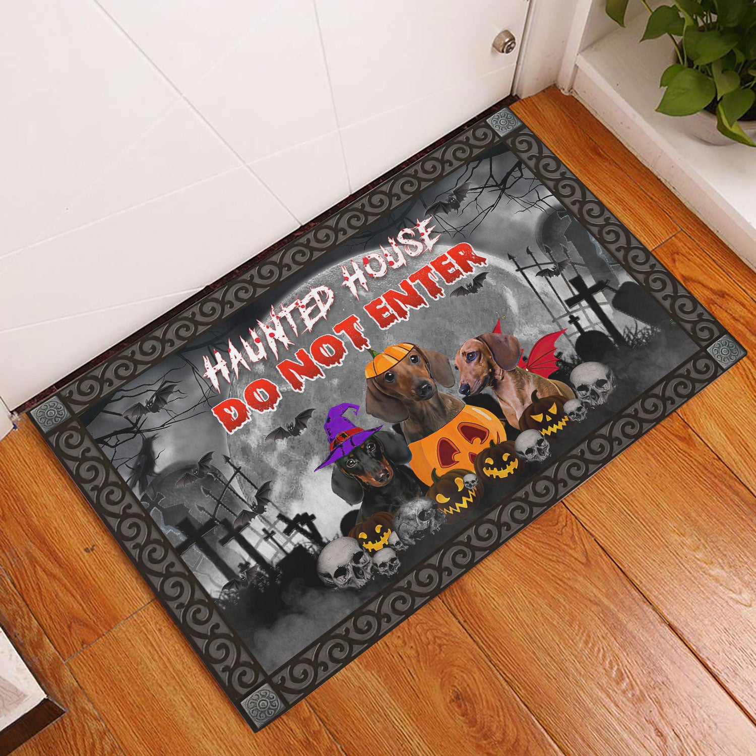 Ohaprints-Doormat-Outdoor-Indoor-Dachshund-Weiner-Doxie-Dog-Gift-For-Halloween-Dog-Lover-Rubber-Door-Mat-415-