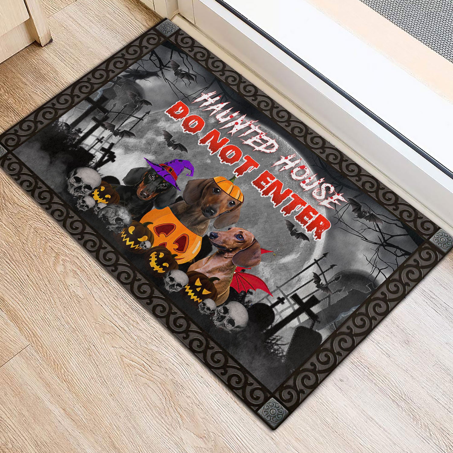 Ohaprints-Doormat-Outdoor-Indoor-Dachshund-Weiner-Doxie-Dog-Gift-For-Halloween-Dog-Lover-Rubber-Door-Mat-415-