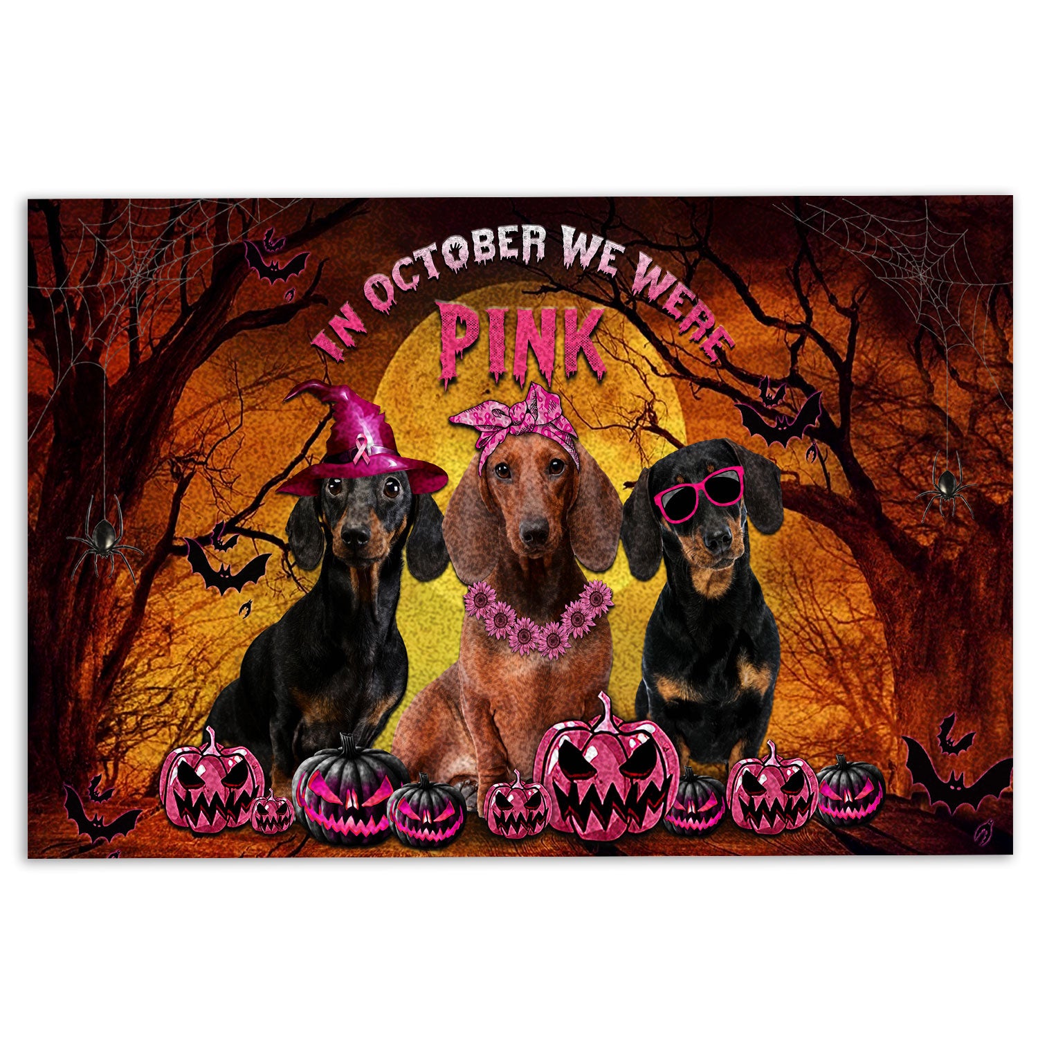 Ohaprints-Doormat-Outdoor-Indoor-Breast-Cancer-Dachshund-Weiner-Doxie-Dog-In-October-We-Wear-Pink-Rubber-Door-Mat-460-18'' x 30''