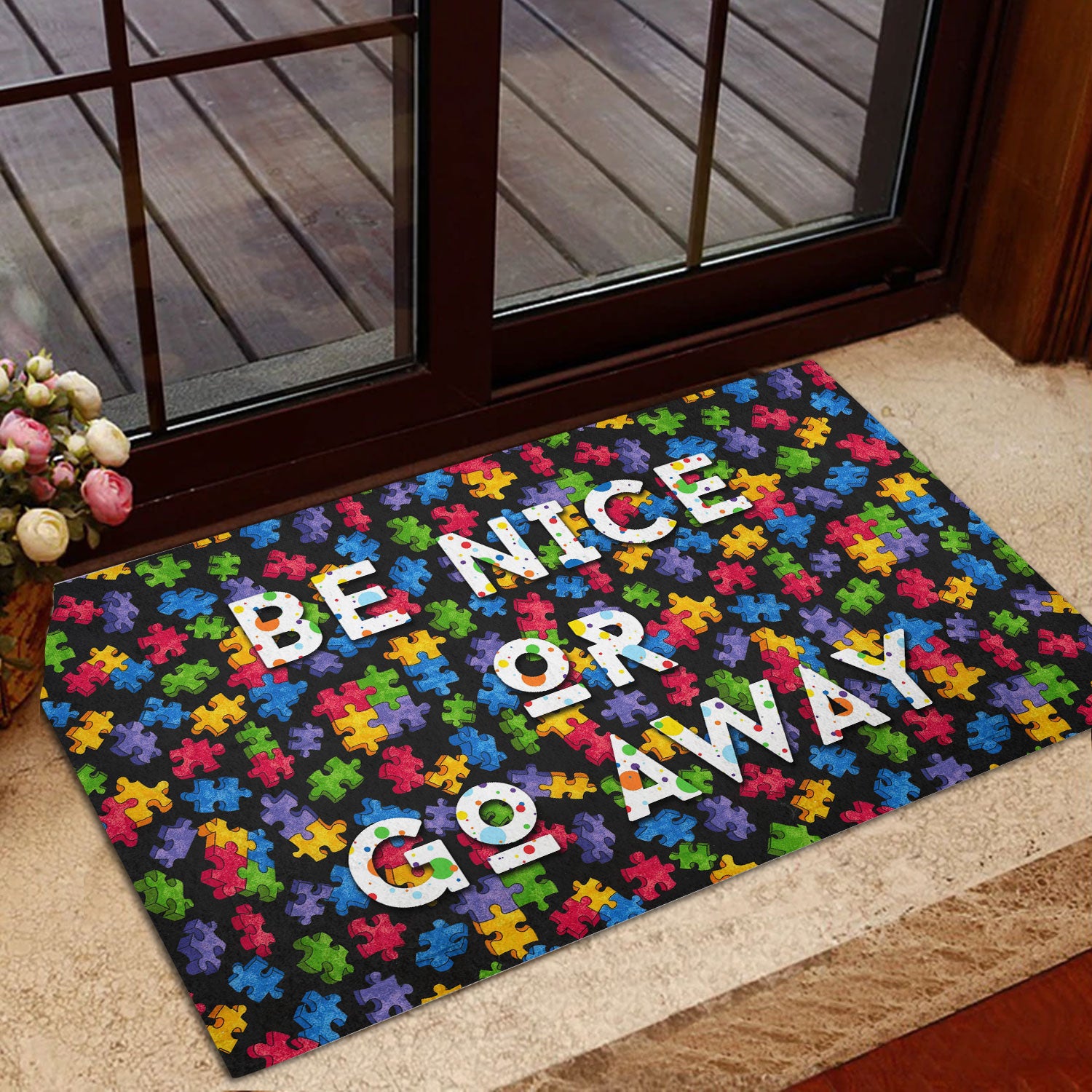 Ohaprints-Doormat-Outdoor-Indoor-Autism-Awareness-Be-Nice-Or-Go-Away-Rubber-Door-Mat-275-
