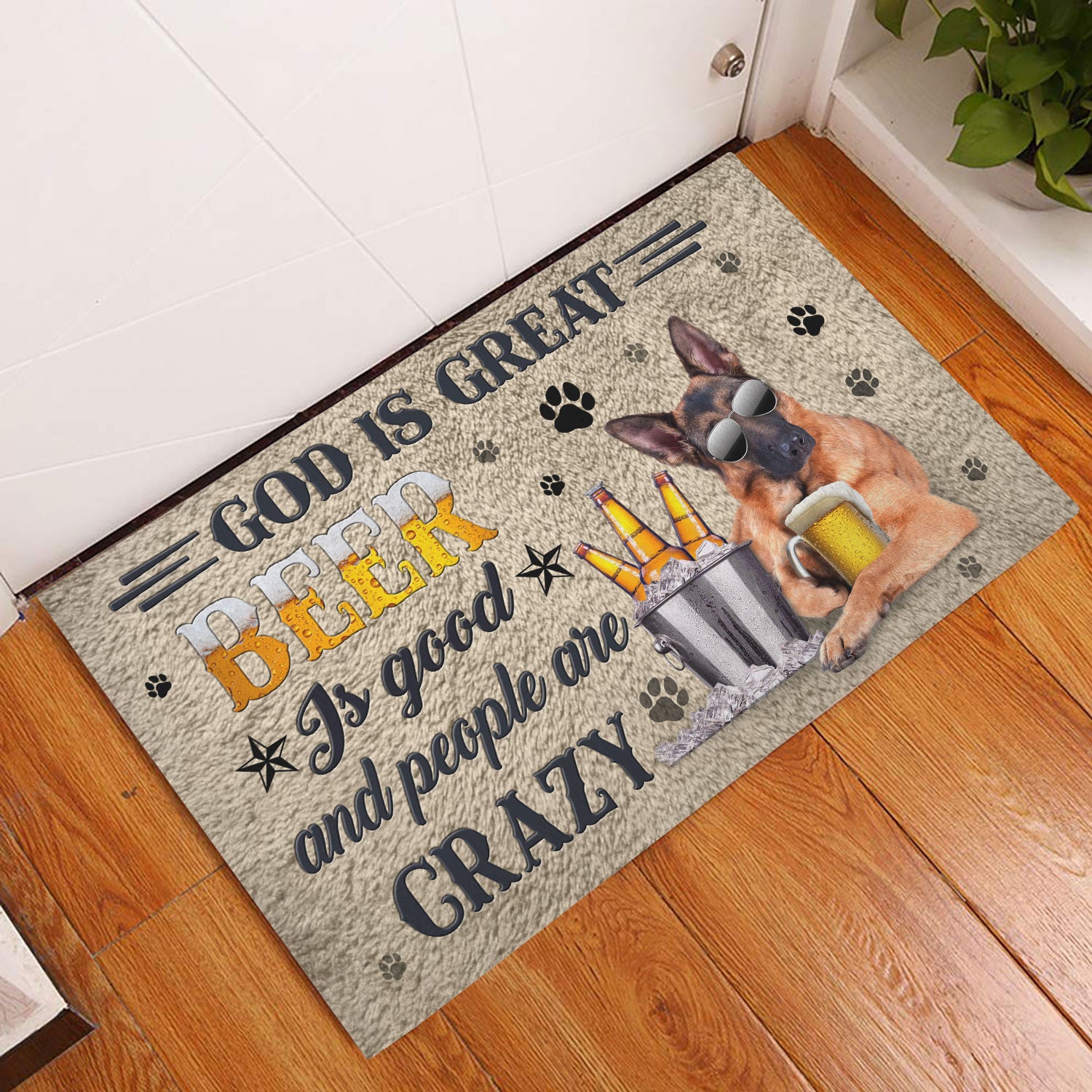 Ohaprints-Doormat-Outdoor-Indoor-German-Shepherd-God-Is-Great-Beer-Is-Good-And-People-Are-Crazy-Rubber-Door-Mat-244-