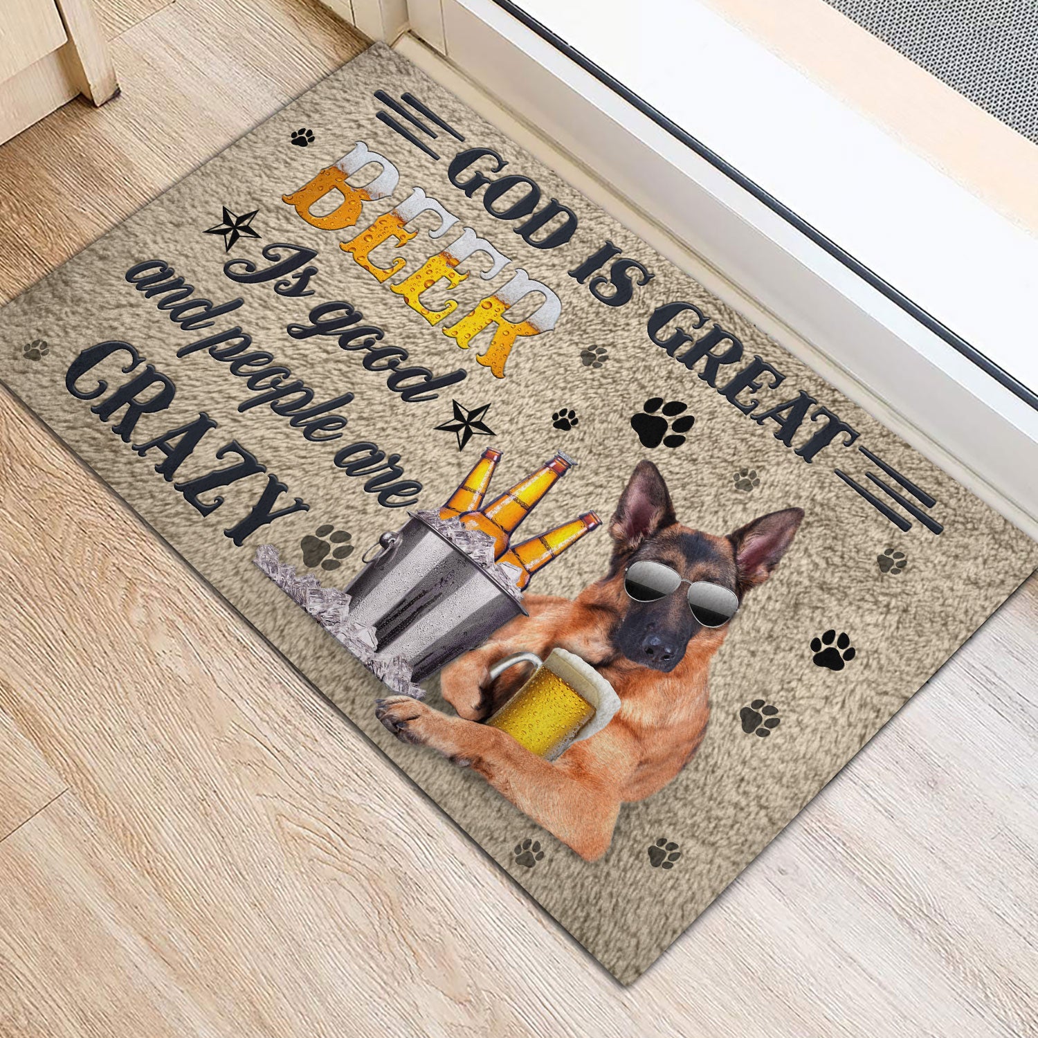 Ohaprints-Doormat-Outdoor-Indoor-German-Shepherd-God-Is-Great-Beer-Is-Good-And-People-Are-Crazy-Rubber-Door-Mat-244-