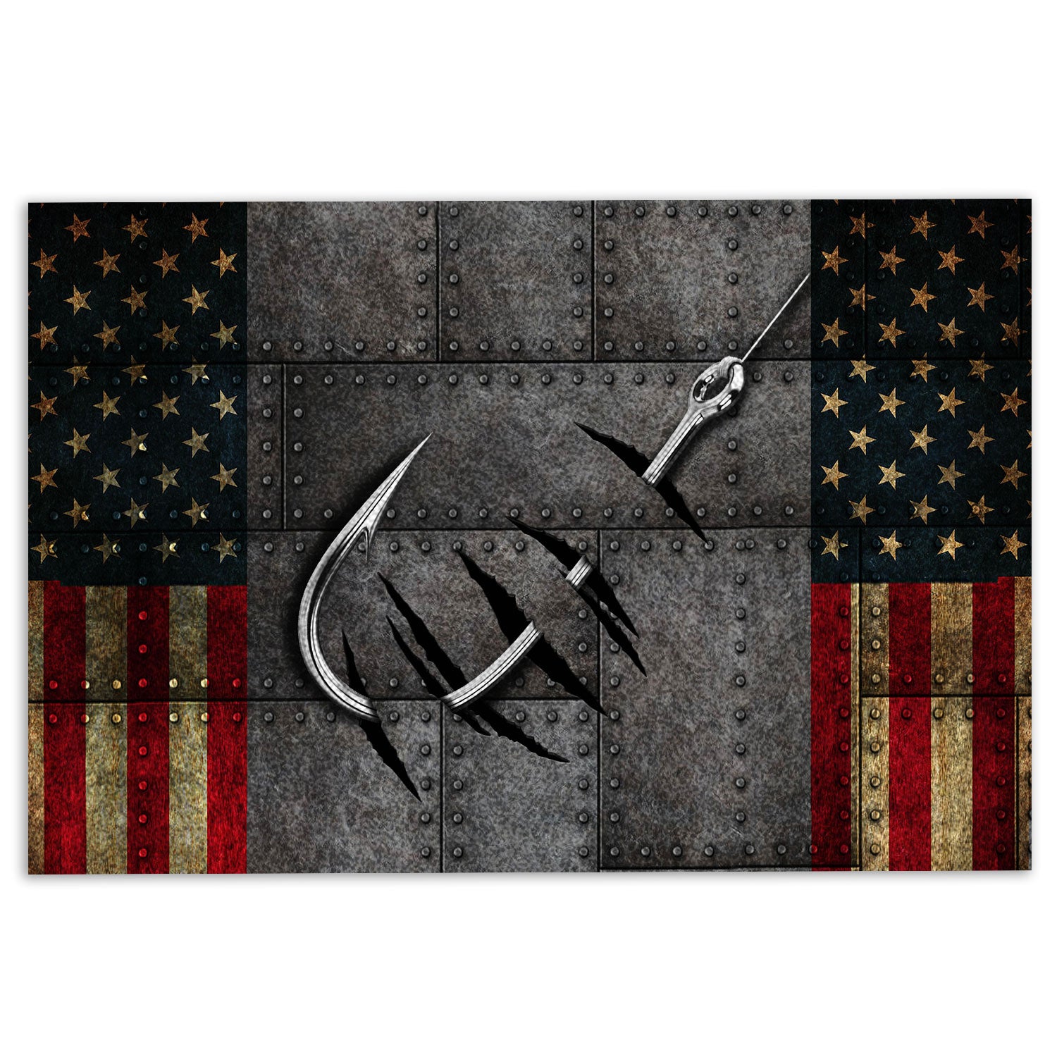 Ohaprints-Doormat-Outdoor-Indoor-Fishing-Hook-American-Flag-Gift-For-Fisherman-Fishing-Lover-Rubber-Door-Mat-329-18'' x 30''