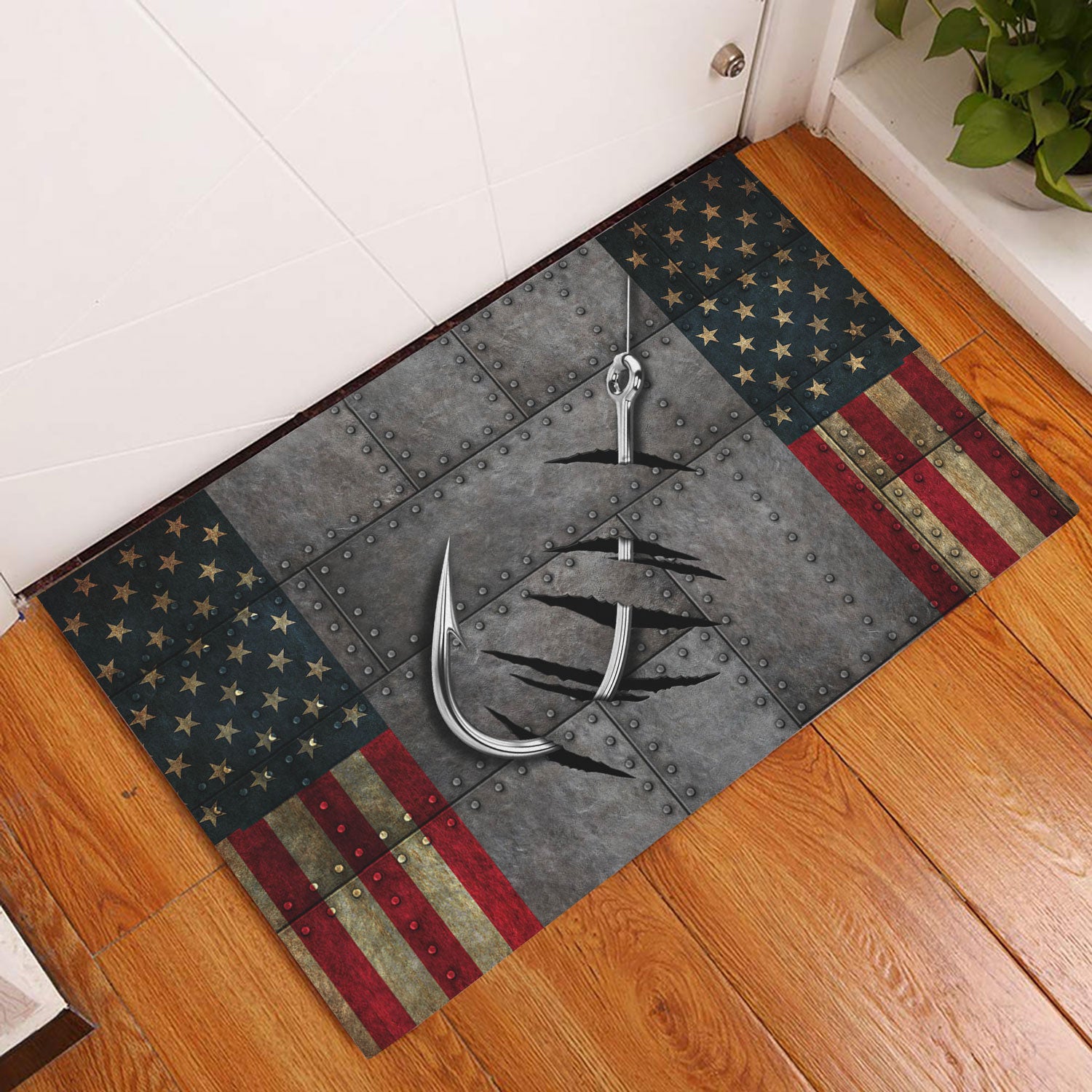 Ohaprints-Doormat-Outdoor-Indoor-Fishing-Hook-American-Flag-Gift-For-Fisherman-Fishing-Lover-Rubber-Door-Mat-329-