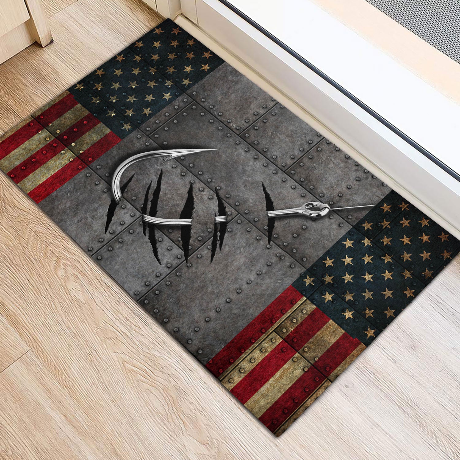 Ohaprints-Doormat-Outdoor-Indoor-Fishing-Hook-American-Flag-Gift-For-Fisherman-Fishing-Lover-Rubber-Door-Mat-329-