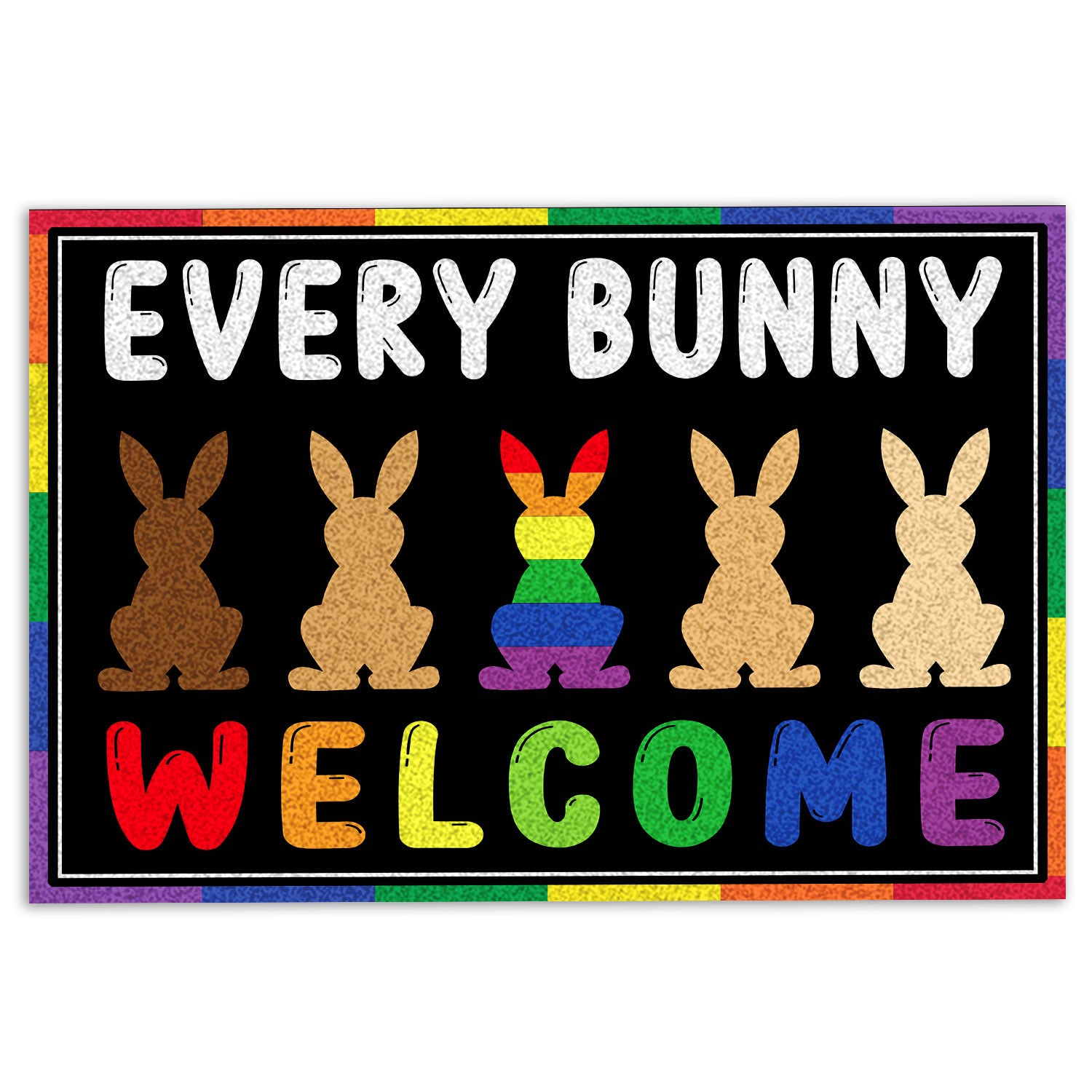 Ohaprints-Doormat-Outdoor-Indoor-Lgbt-Pride-Love-Is-Love-Lgbtq-Everyone-Bunny-Welcome-Equality-Rubber-Door-Mat-382-18'' x 30''