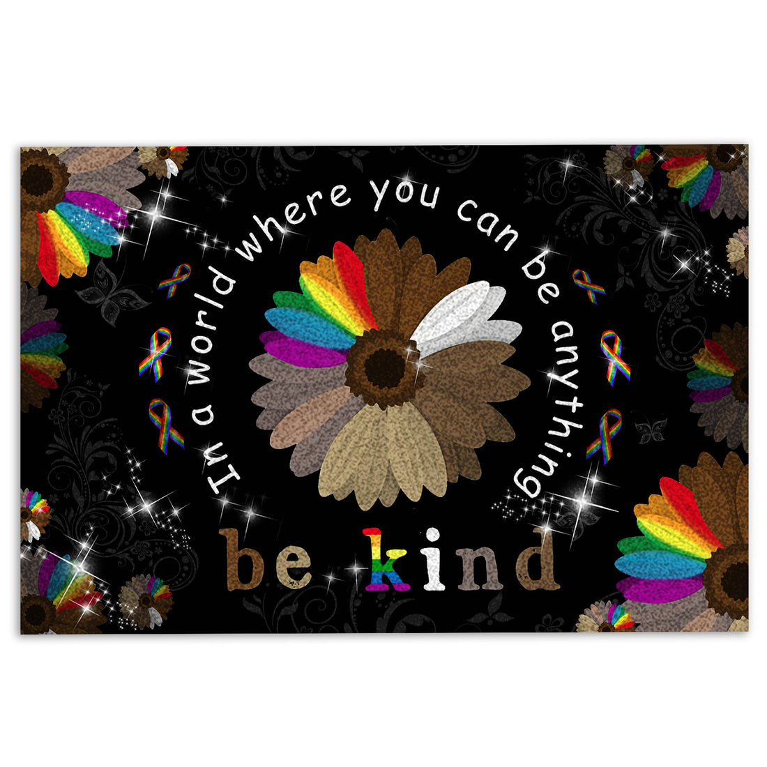 Ohaprints-Doormat-Outdoor-Indoor-Lgbt-Pride-Lgbtq-In-A-World-Where-You-Can-Be-Anything-Be-Kind-Rubber-Door-Mat-290-18'' x 30''