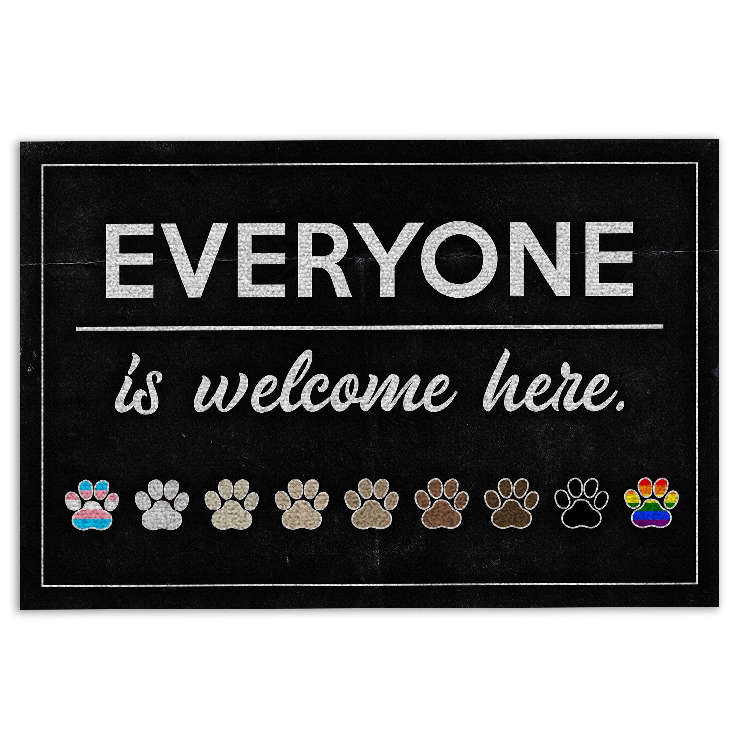 Ohaprints-Doormat-Outdoor-Indoor-Lgbt-Pride-Love-Lgbtq-Everyone-Is-Welcome-Here-Dog-Cat-Paws-Rubber-Door-Mat-371-18'' x 30''