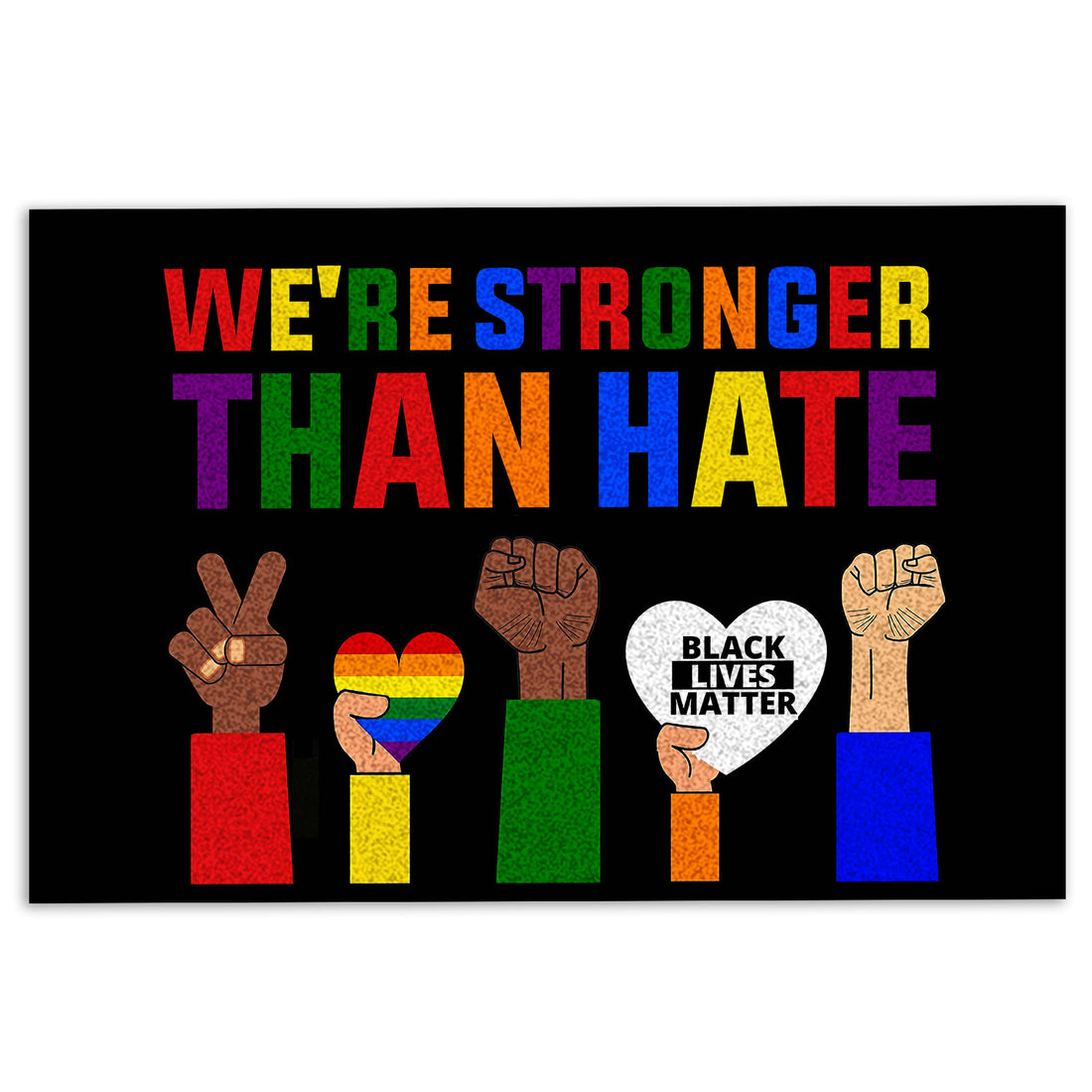 Ohaprints-Doormat-Outdoor-Indoor-Lgbt-Lgbtq-Support-We'Re-Stronger-Than-Hate-For-Pride-Month-Rubber-Door-Mat-297-18'' x 30''