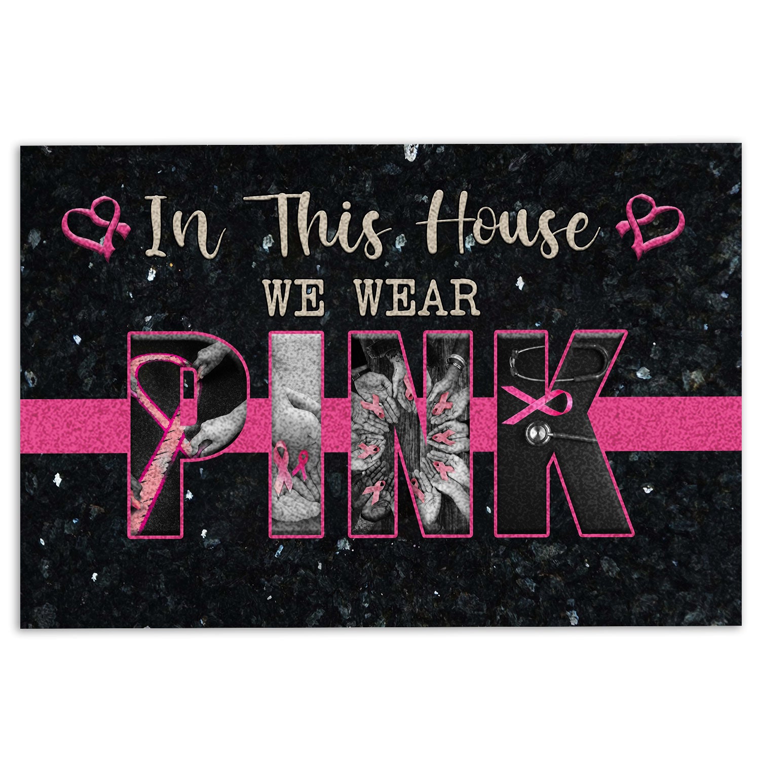 Ohaprints-Doormat-Outdoor-Indoor-In-This-House-We-Wear-Pink-Breast-Cancer-Awareness-October-Rubber-Door-Mat-392-18'' x 30''