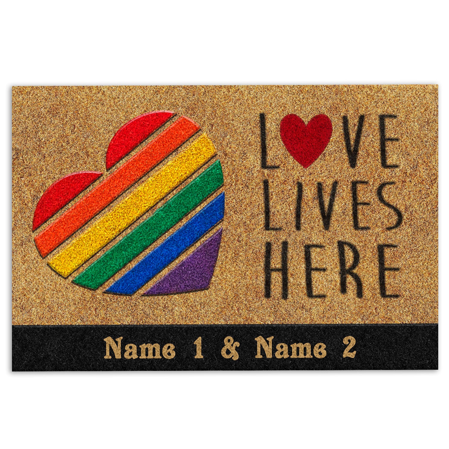 Ohaprints-Doormat-Outdoor-Indoor-Lgbt-Lgbtq-Love-Lives-Here-Pride-Month-Custom-Personalized-Name-Rubber-Door-Mat-385-18'' x 30''