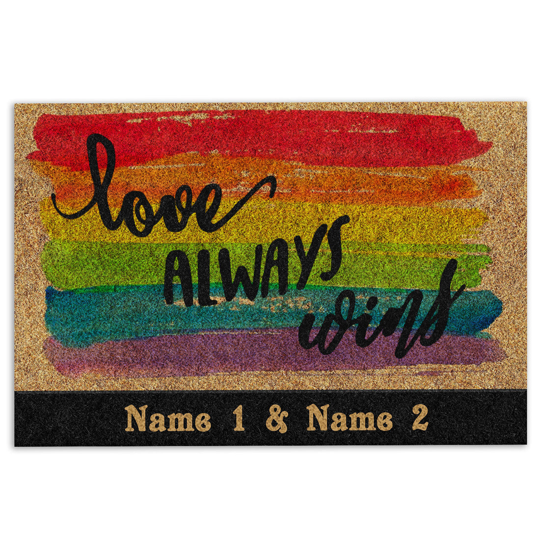 Ohaprints-Doormat-Outdoor-Indoor-Lgbt-Lgbtq-Love-Always-Wins-Pride-Month-Custom-Personalized-Name-Rubber-Door-Mat-368-18'' x 30''