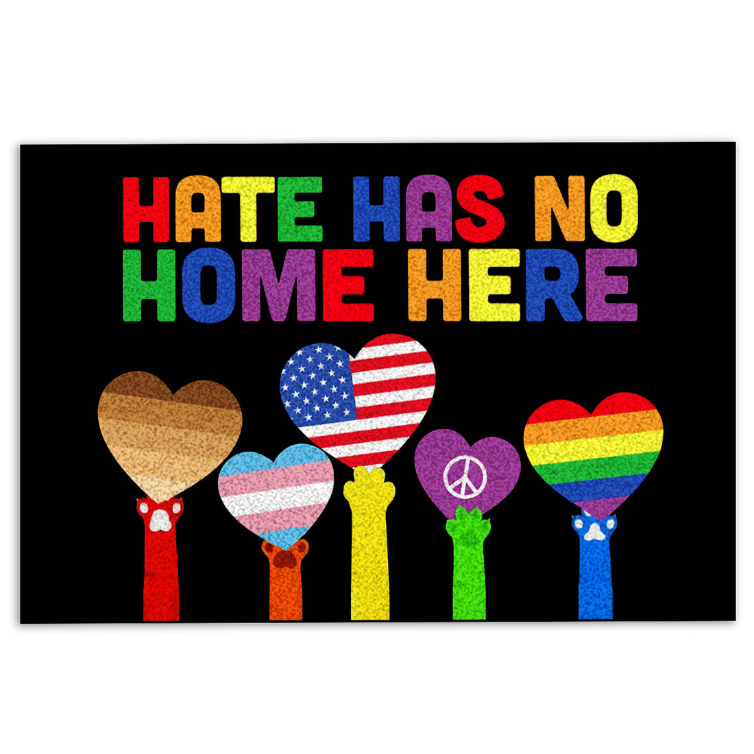 Ohaprints-Doormat-Outdoor-Indoor-Lgbt-Lgbtq-Hate-Has-No-Home-Here-Love-Is-Love-For-Pride-Month-Rubber-Door-Mat-412-18'' x 30''