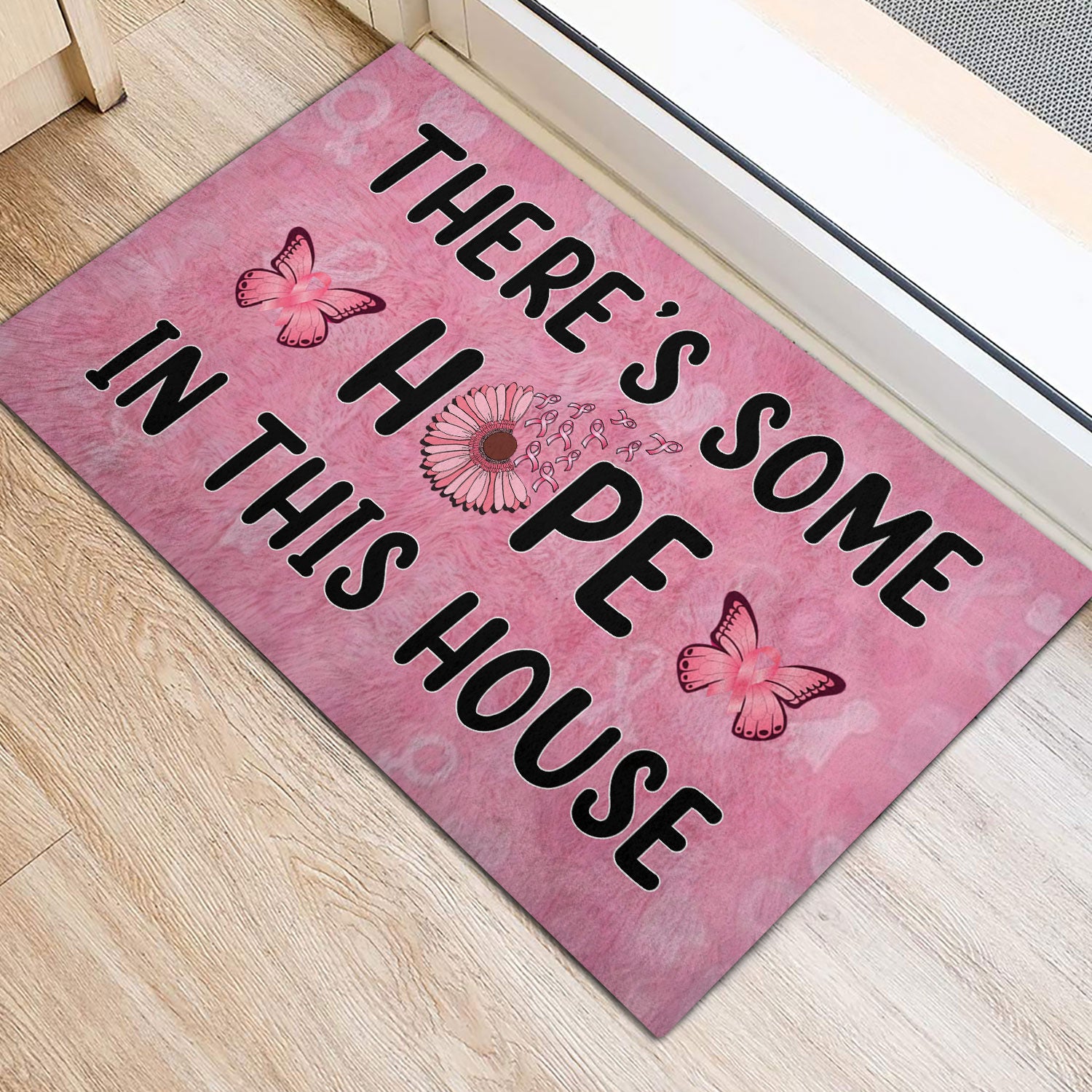 Ohaprints-Doormat-Outdoor-Indoor-There'S-Some-Hope-In-This-House-Breast-Cancer-Awareness-Rubber-Door-Mat-367-