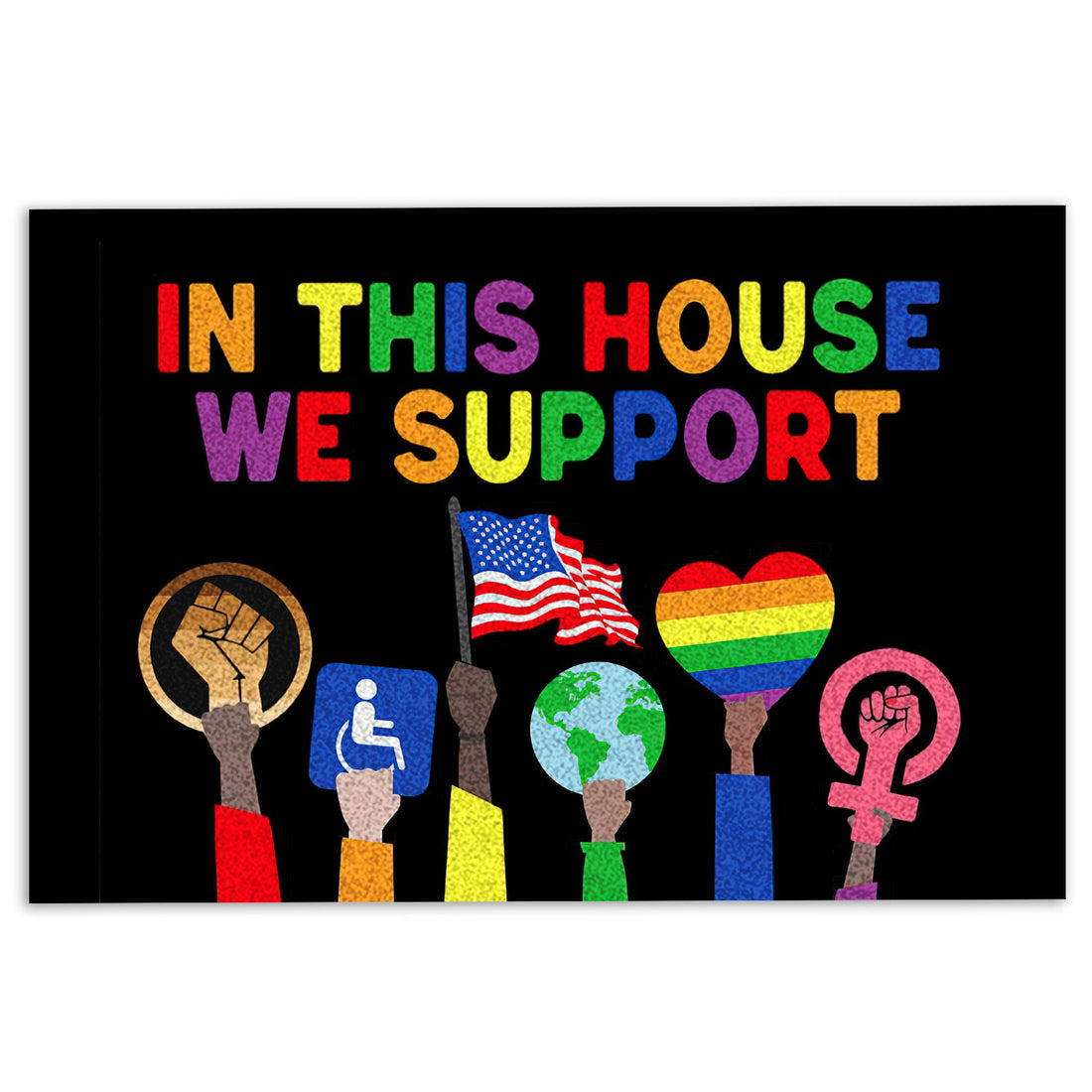 Ohaprints-Doormat-Outdoor-Indoor-In-This-House-We-Support-Lgbt-Lgbtq-Pride-Love-Is-Love-Black-Rubber-Door-Mat-262-18'' x 30''