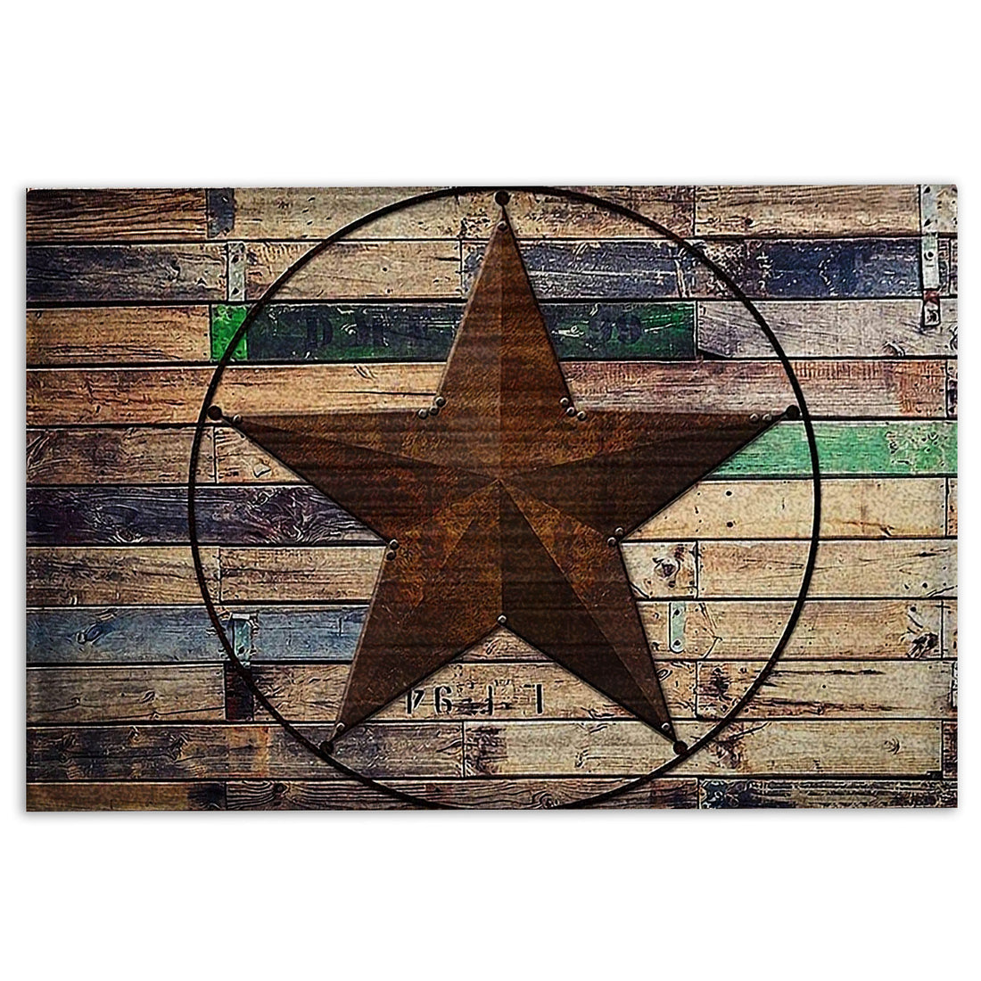 Ohaprints-Doormat-Outdoor-Indoor-Vintage-Texas-Star-Wooden-Pattern-Western-Cowboy-Cowgirl-Rubber-Door-Mat-339-18'' x 30''