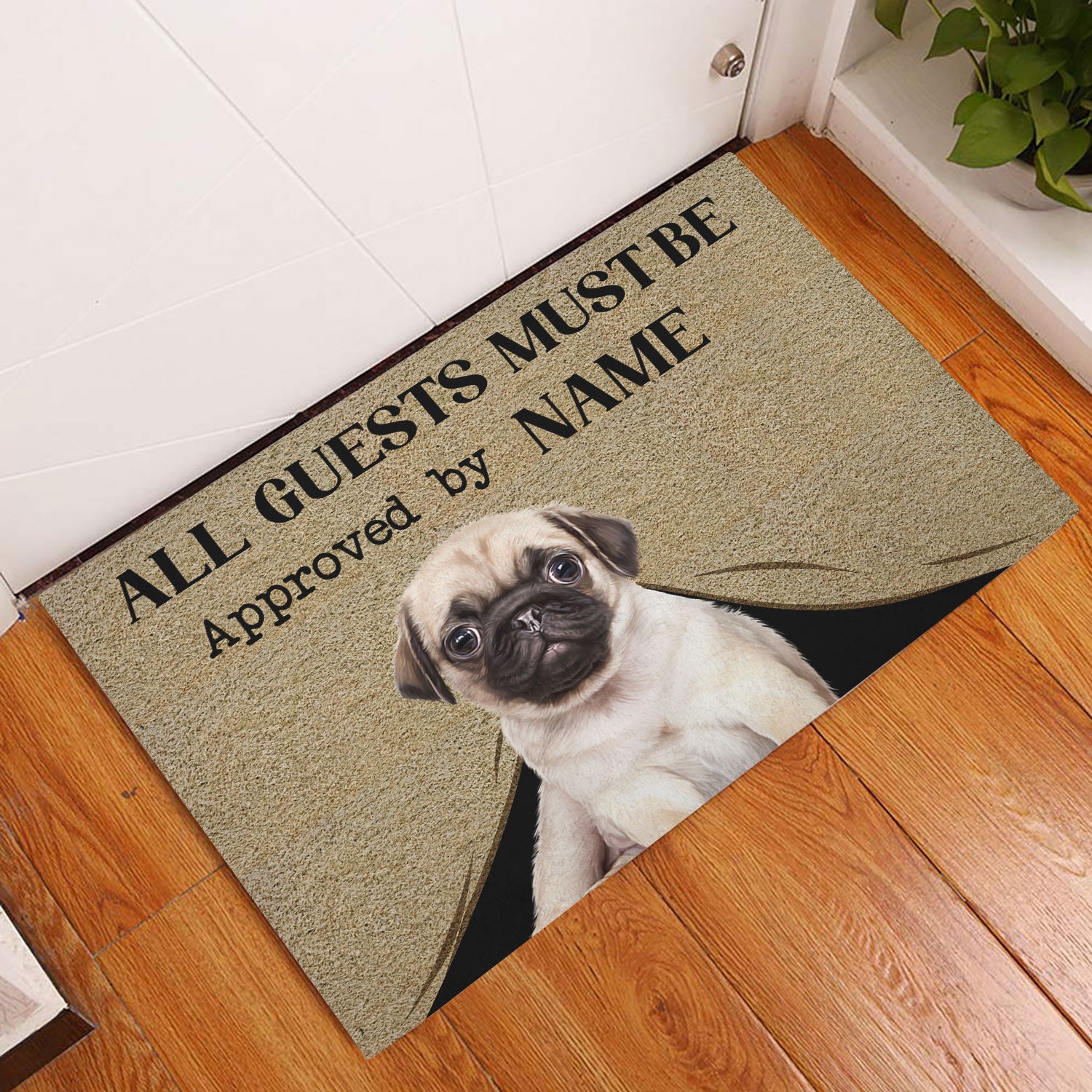 Ohaprints-Doormat-Outdoor-Indoor-All-Guests-Must-Be-Approved-By-Pug-Custom-Personalized-Name-Rubber-Door-Mat-461-