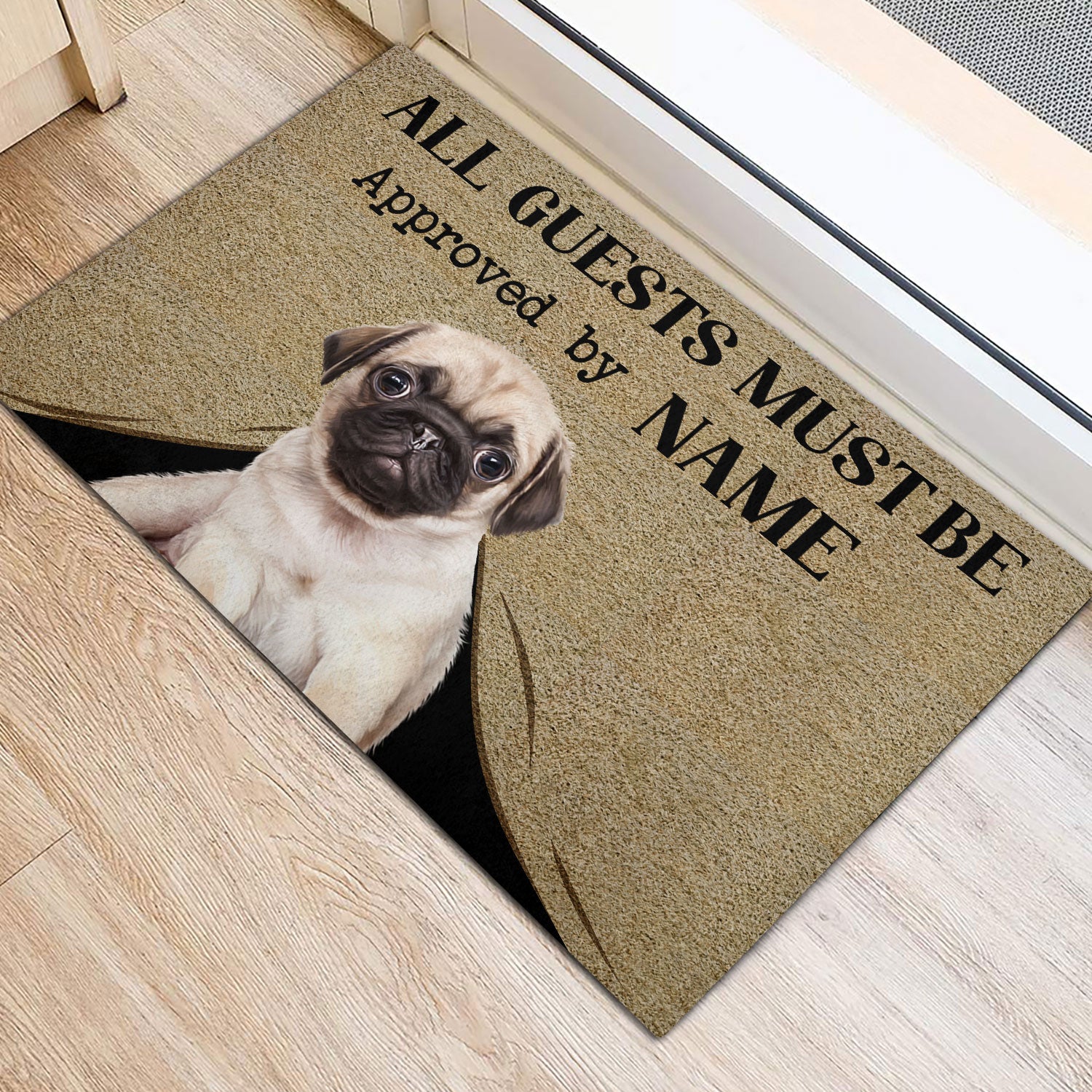 Ohaprints-Doormat-Outdoor-Indoor-All-Guests-Must-Be-Approved-By-Pug-Custom-Personalized-Name-Rubber-Door-Mat-461-