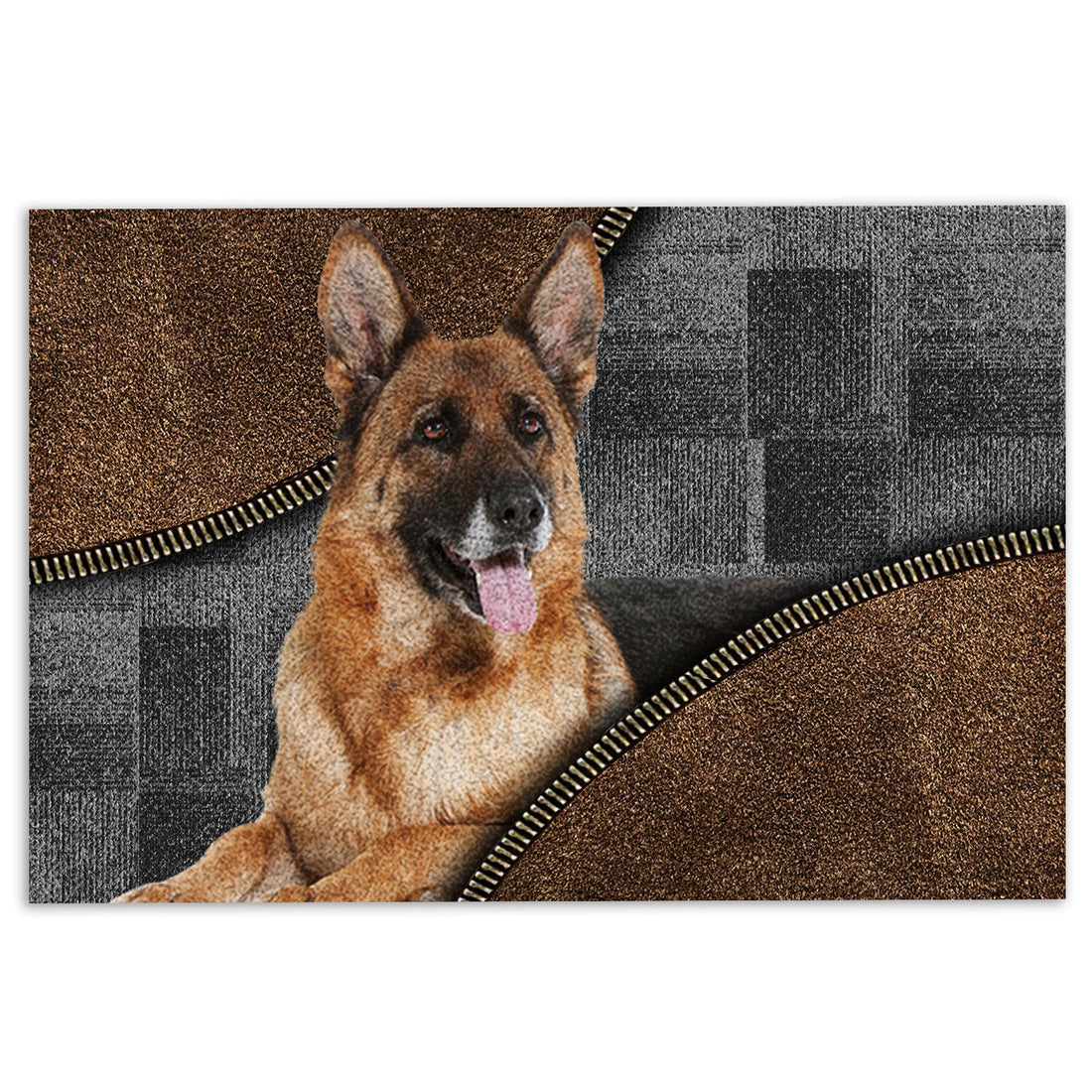 Ohaprints-Doormat-Outdoor-Indoor-Love-German-Shepherd-Dog-Brown-Pattern-Gift-For-Dog-Lover-Rubber-Door-Mat-417-18'' x 30''