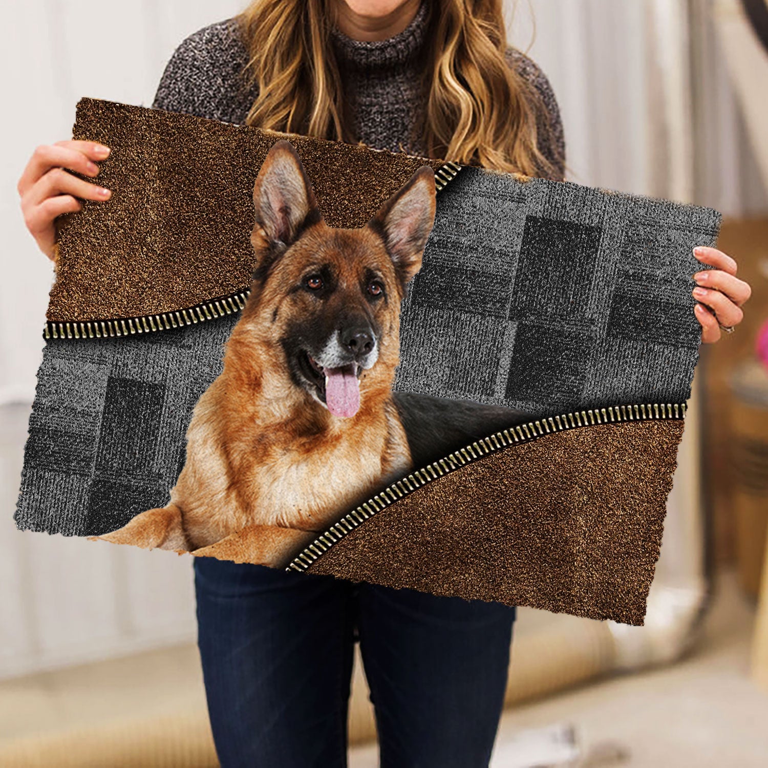 Ohaprints-Doormat-Outdoor-Indoor-Love-German-Shepherd-Dog-Brown-Pattern-Gift-For-Dog-Lover-Rubber-Door-Mat-417-