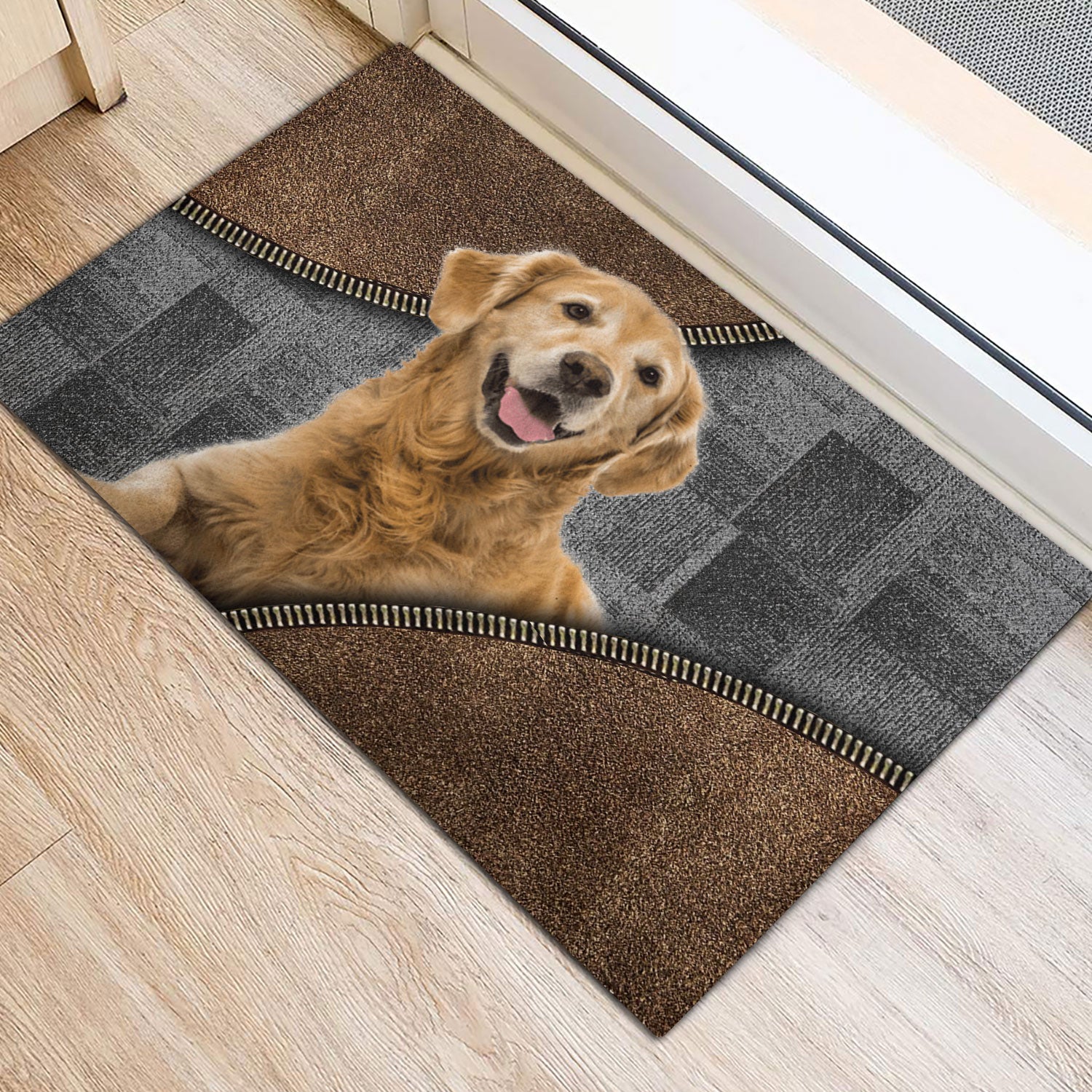 Ohaprints-Doormat-Outdoor-Indoor-Love-Golden-Retriever-Dog-Brown-Pattern-Gift-For-Dog-Lover-Rubber-Door-Mat-378-