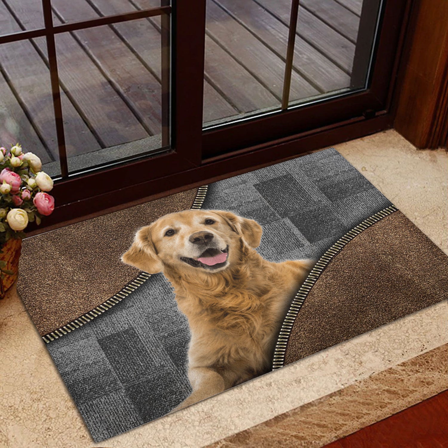 Ohaprints-Doormat-Outdoor-Indoor-Love-Golden-Retriever-Dog-Brown-Pattern-Gift-For-Dog-Lover-Rubber-Door-Mat-378-