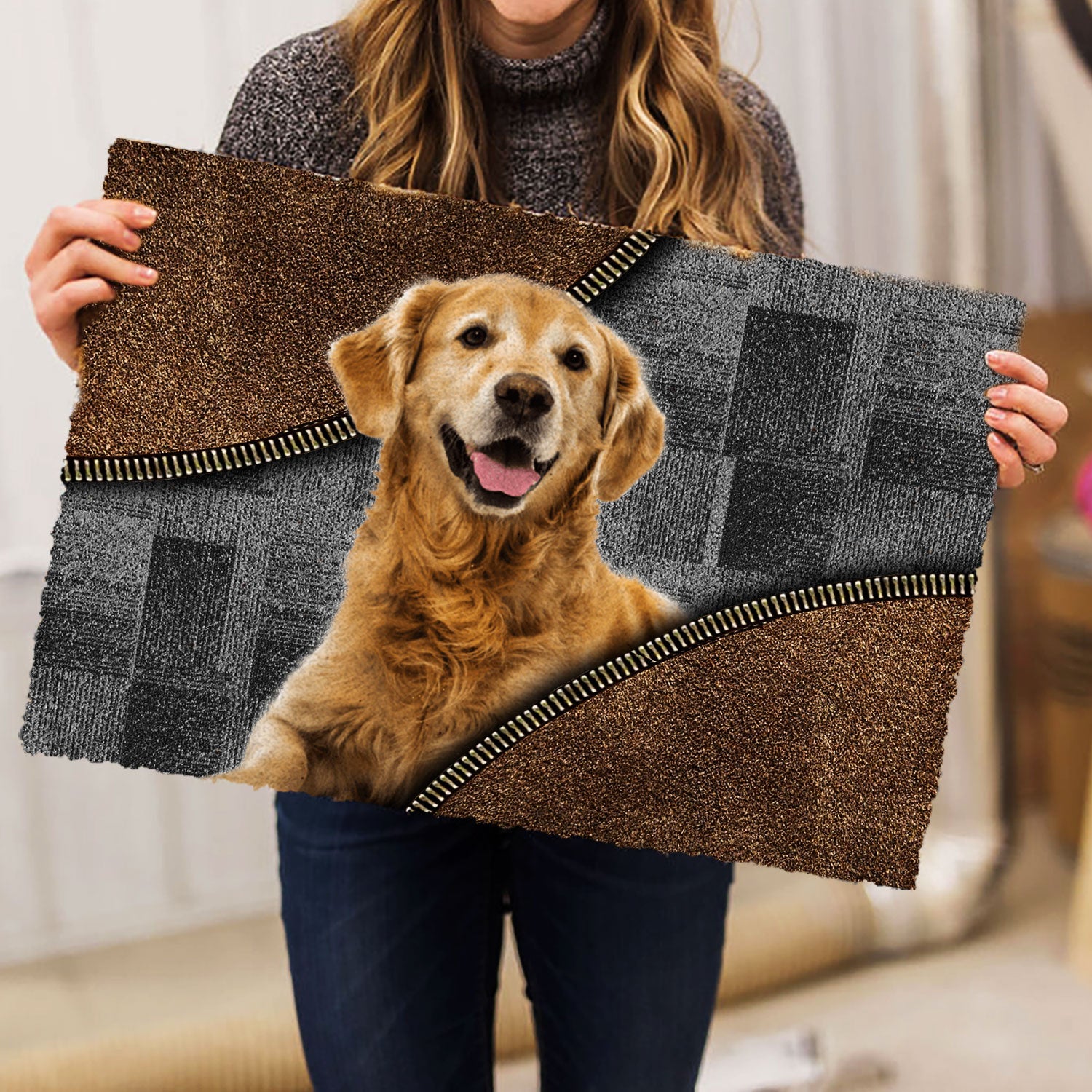 Ohaprints-Doormat-Outdoor-Indoor-Love-Golden-Retriever-Dog-Brown-Pattern-Gift-For-Dog-Lover-Rubber-Door-Mat-378-