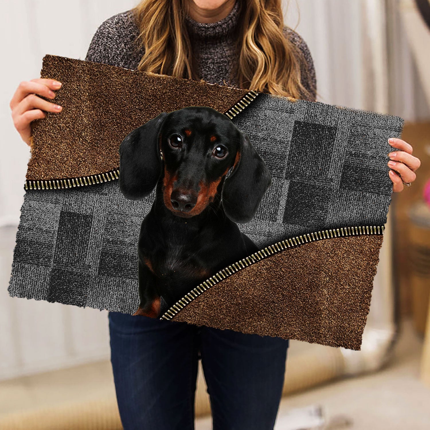 Ohaprints-Doormat-Outdoor-Indoor-Love-Dachshund-Weiner-Doxie-Brown-Pattern-Gift-For-Dog-Lover-Rubber-Door-Mat-341-