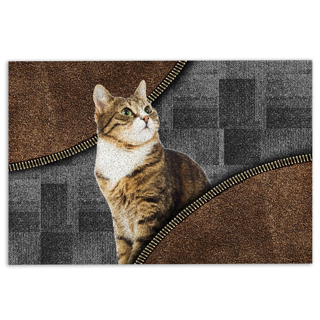 Ohaprints-Doormat-Outdoor-Indoor-Love-Tabby-Cute-Cat-Brown-Pattern-Gift-For-Cat-Lover-Cat-Owner-Rubber-Door-Mat-411-18'' x 30''