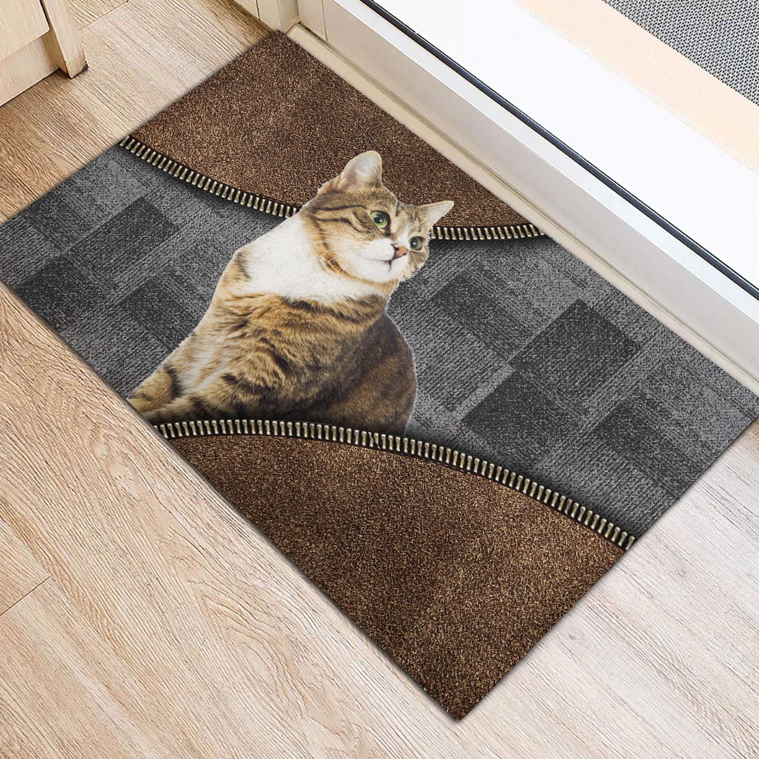 Ohaprints-Doormat-Outdoor-Indoor-Love-Tabby-Cute-Cat-Brown-Pattern-Gift-For-Cat-Lover-Cat-Owner-Rubber-Door-Mat-411-