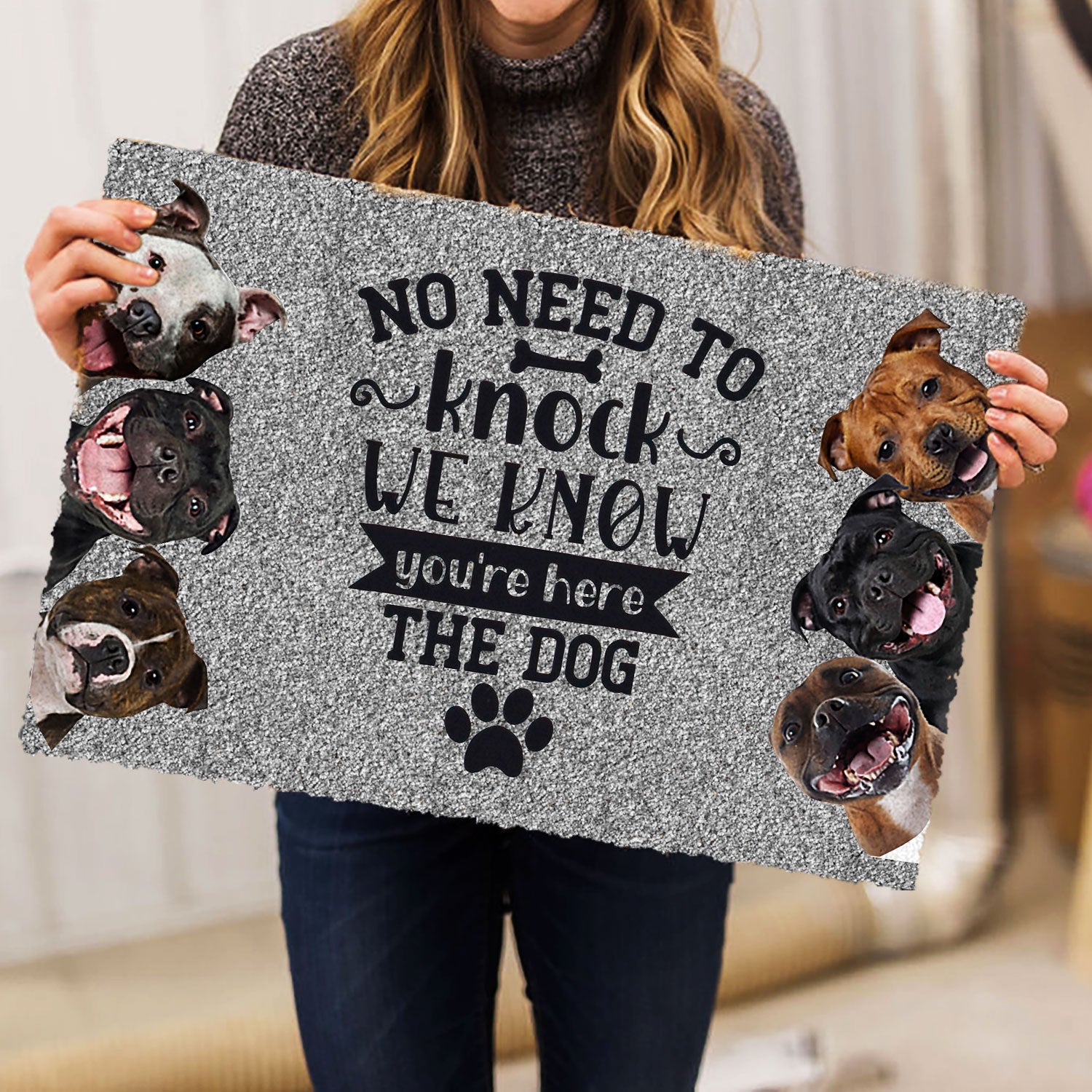 Ohaprints-Doormat-Outdoor-Indoor-Staffordshire-Pitbull-Dog-No-Need-To-Knock-We-Know-You'Re-Here-Rubber-Door-Mat-282-