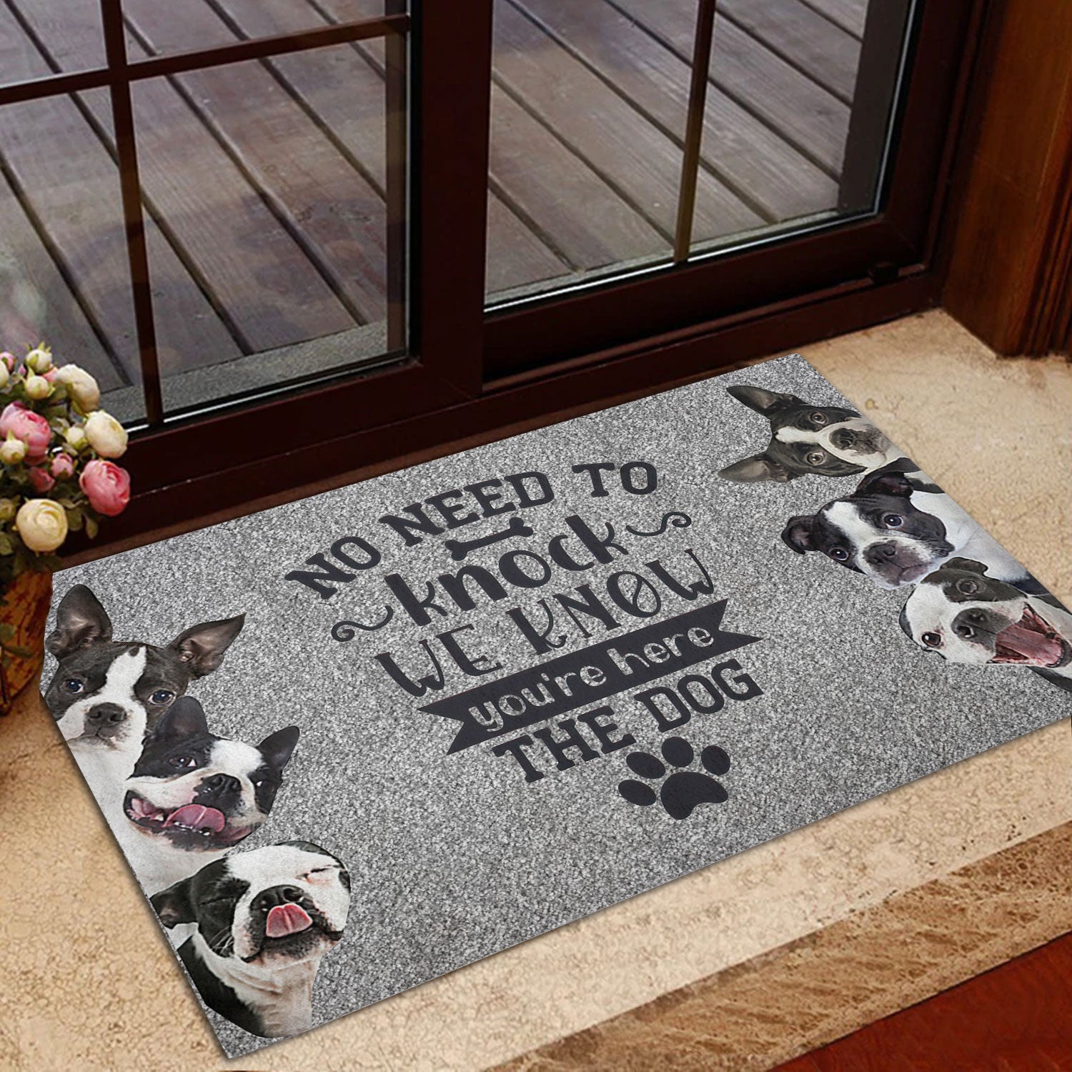 Ohaprints-Doormat-Outdoor-Indoor-Boston-Terrier-Dog-No-Need-To-Knock-We-Know-You'Re-Here-Rubber-Door-Mat-318-