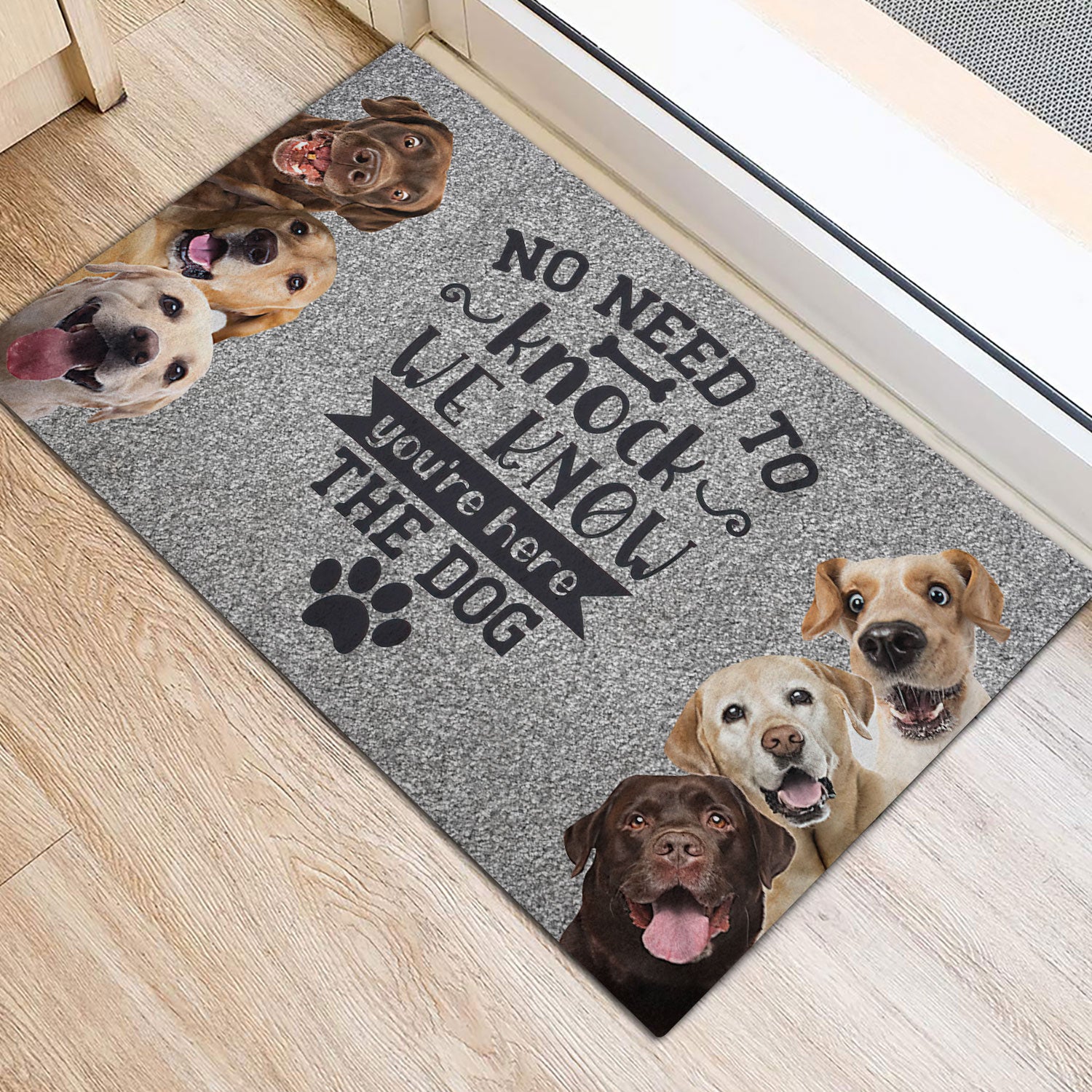 Ohaprints-Doormat-Outdoor-Indoor-Labrador-Retriever-Lab-Dog-No-Need-To-Knock-We-Know-You'Re-Here-Rubber-Door-Mat-300-