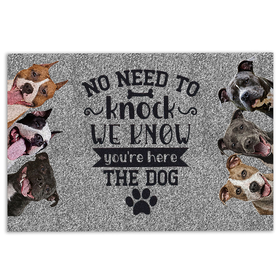 Ohaprints-Doormat-Outdoor-Indoor-Pitbull-Staffordshire-Dog-No-Need-To-Knock-We-Know-You'Re-Here-Rubber-Door-Mat-395-18'' x 30''