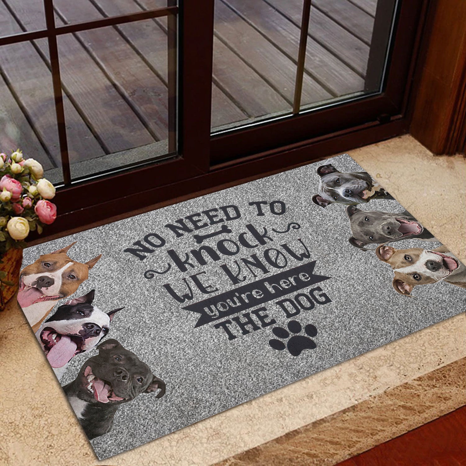 Ohaprints-Doormat-Outdoor-Indoor-Pitbull-Staffordshire-Dog-No-Need-To-Knock-We-Know-You'Re-Here-Rubber-Door-Mat-395-