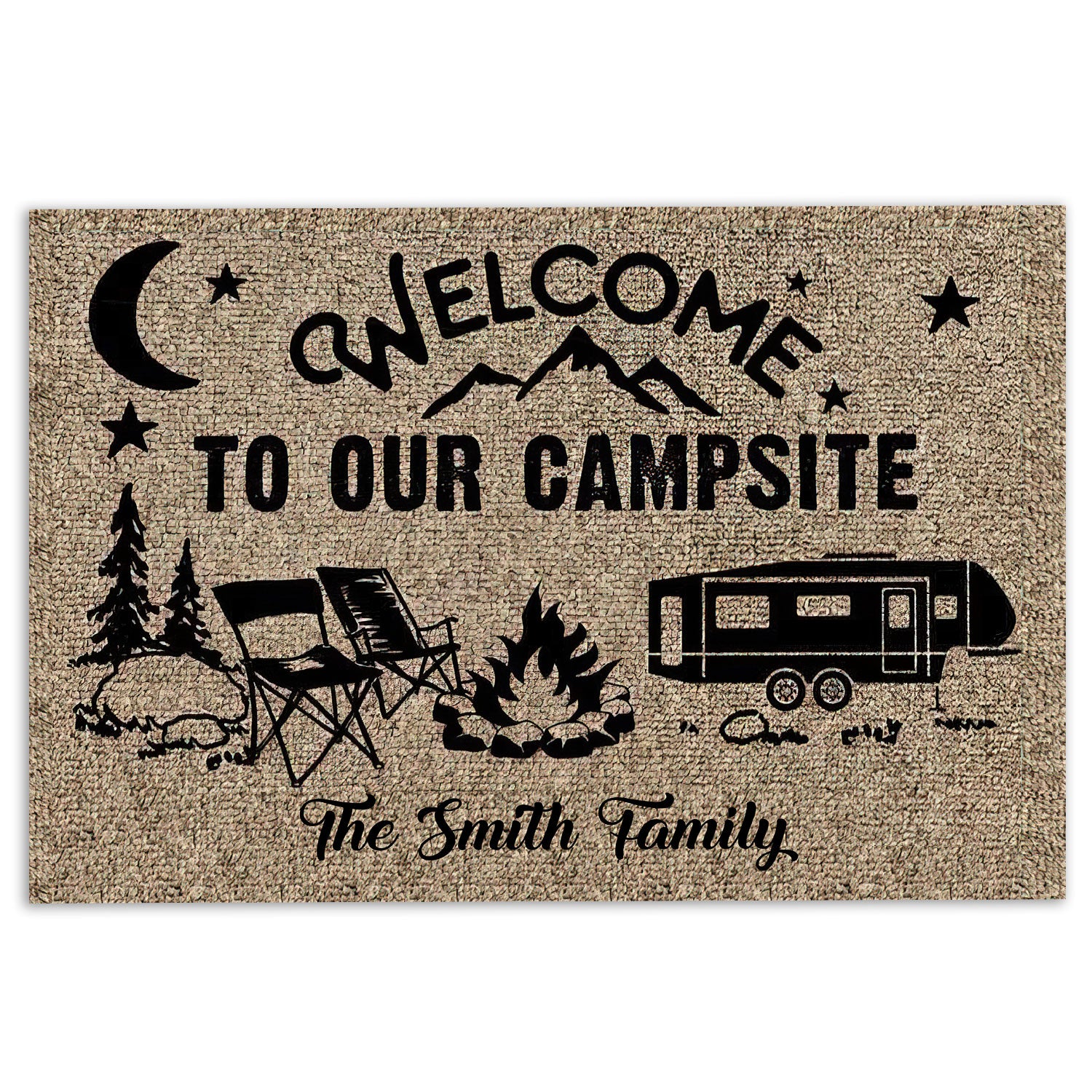 Ohaprints-Doormat-Outdoor-Indoor-Welcome-To-Our-Campsite-Camping-Custom-Personalized-Name-Rubber-Door-Mat-227-18'' x 30''