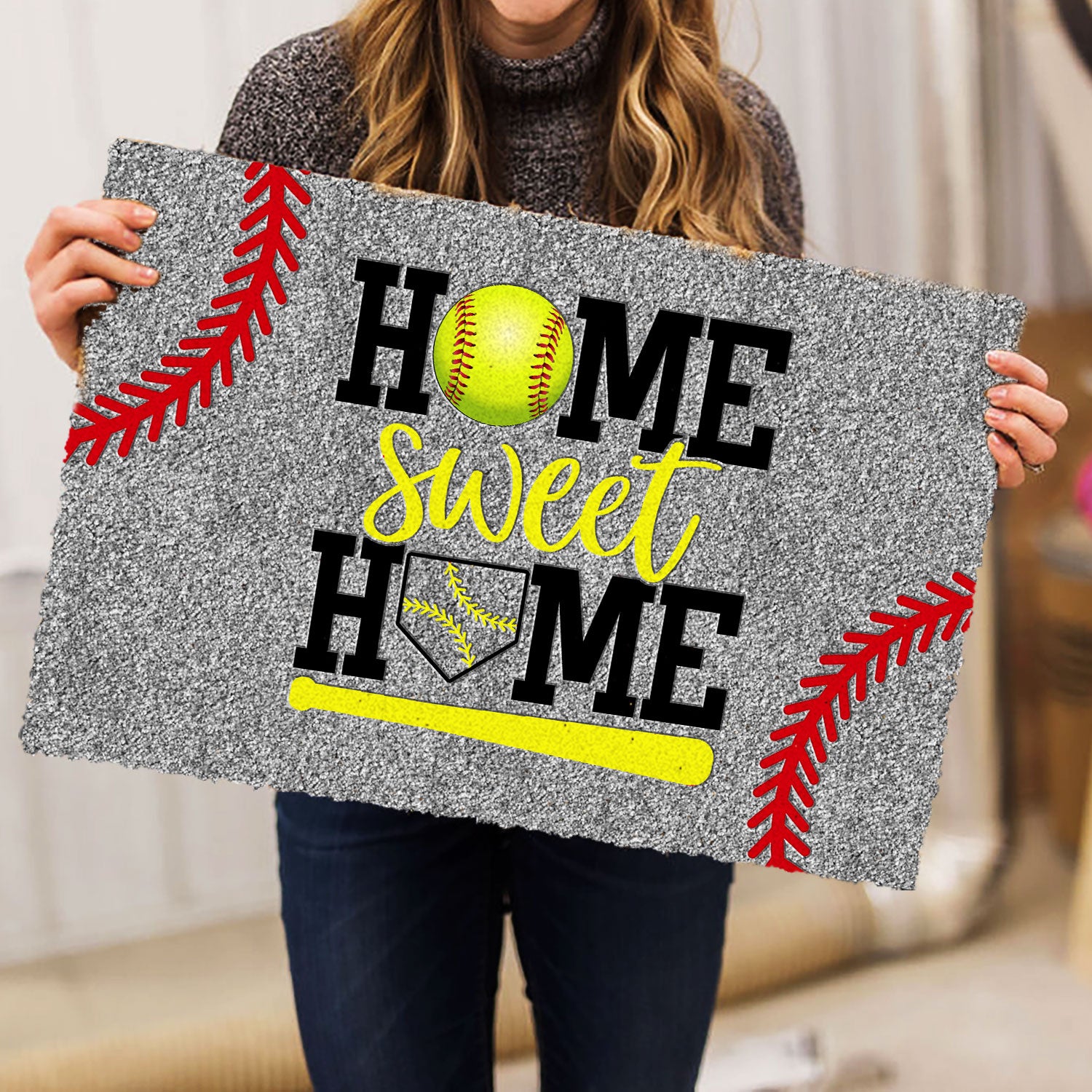 Ohaprints-Doormat-Outdoor-Indoor-Softball-Home-Sweet-Home-Gift-For-Sports-Family-Sport-Lover-Rubber-Door-Mat-324-