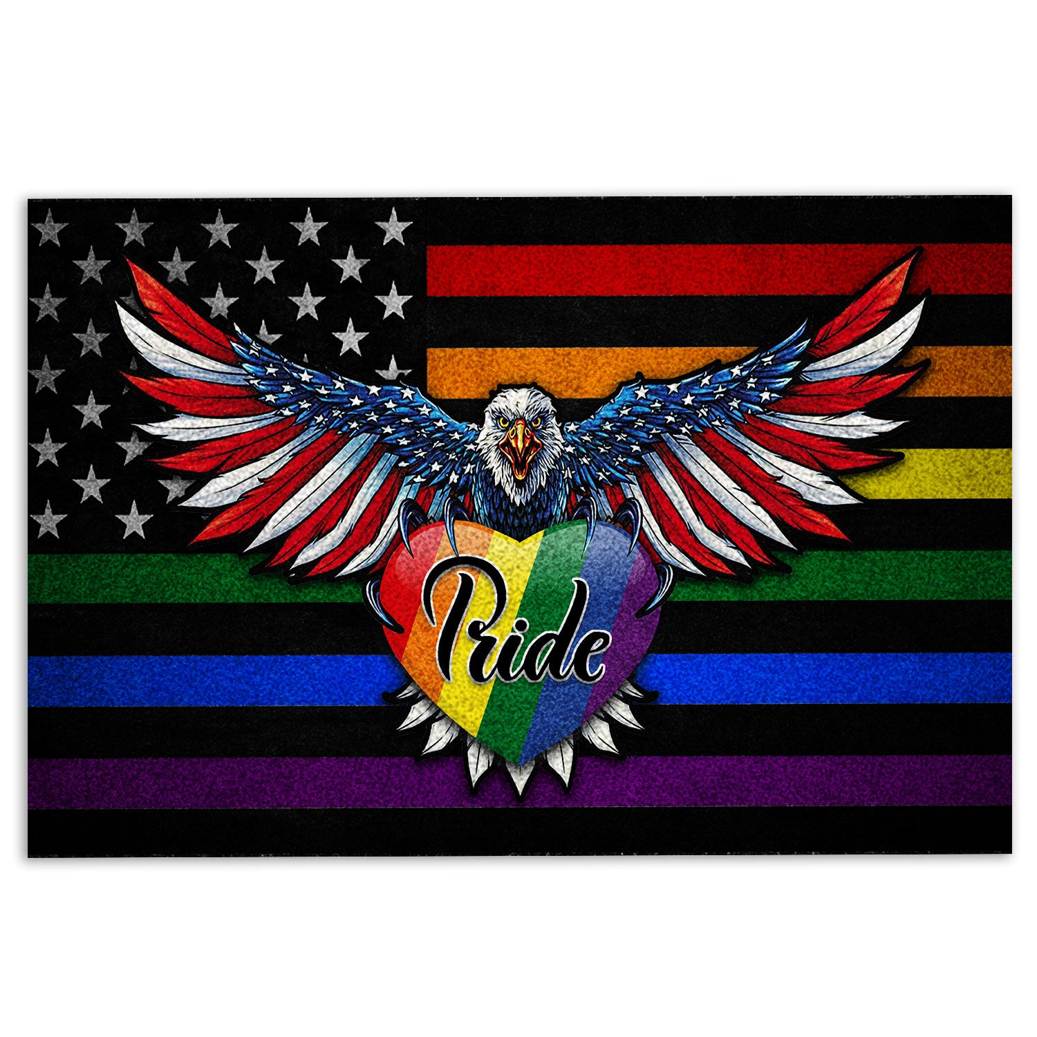 Ohaprints-Doormat-Outdoor-Indoor-Lgbt-Support-Lgbtq-Pride-Eagle-Rainbow-Flag-Heart-Pride-Month-Rubber-Door-Mat-360-18'' x 30''