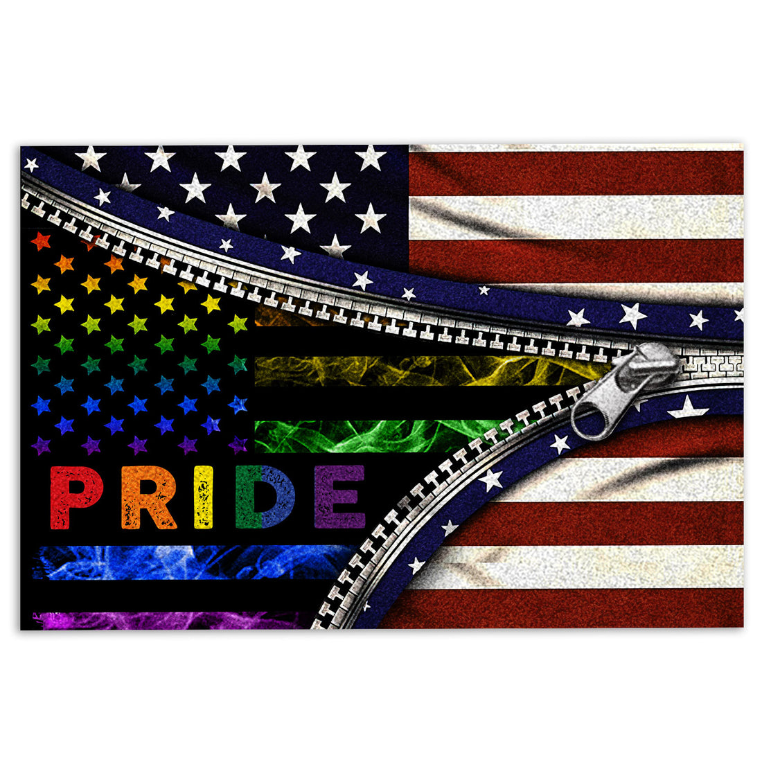 Ohaprints-Doormat-Outdoor-Indoor-Lgbt-Support-Lgbtq-Pride-Rainbow-American-Us-Flag-Pride-Month-Rubber-Door-Mat-338-18'' x 30''