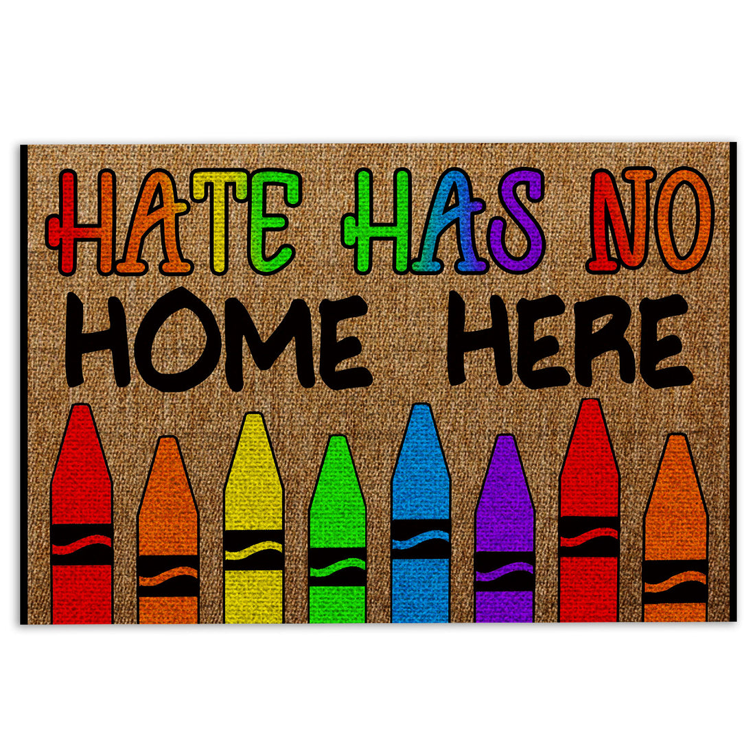 Ohaprints-Doormat-Outdoor-Indoor-Lgbt-Support-Lgbtq-Love-Is-Love-Pride-Hate-Has-No-Home-Here-Rubber-Door-Mat-420-18'' x 30''