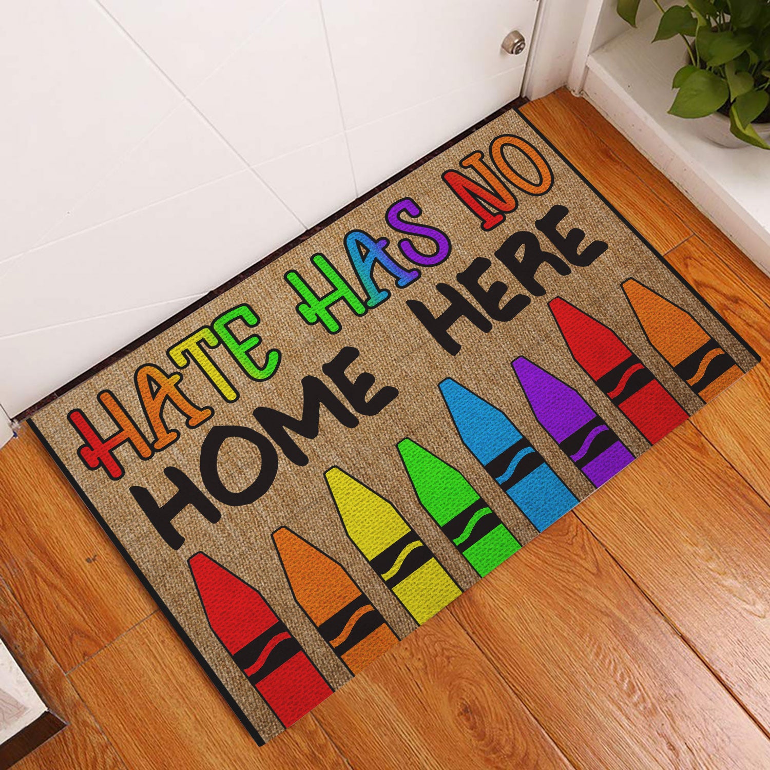 Ohaprints-Doormat-Outdoor-Indoor-Lgbt-Support-Lgbtq-Love-Is-Love-Pride-Hate-Has-No-Home-Here-Rubber-Door-Mat-420-