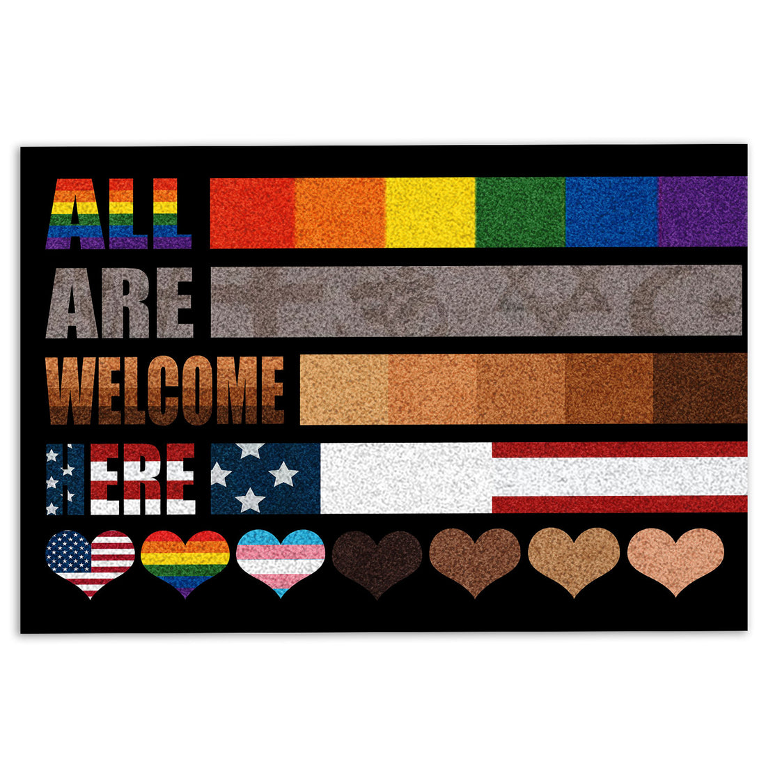 Ohaprints-Doormat-Outdoor-Indoor-Lgbt-Support-Lgbtq-Love-Is-Love-Pride-Month-All-Are-Welcome-Here-Rubber-Door-Mat-301-18'' x 30''