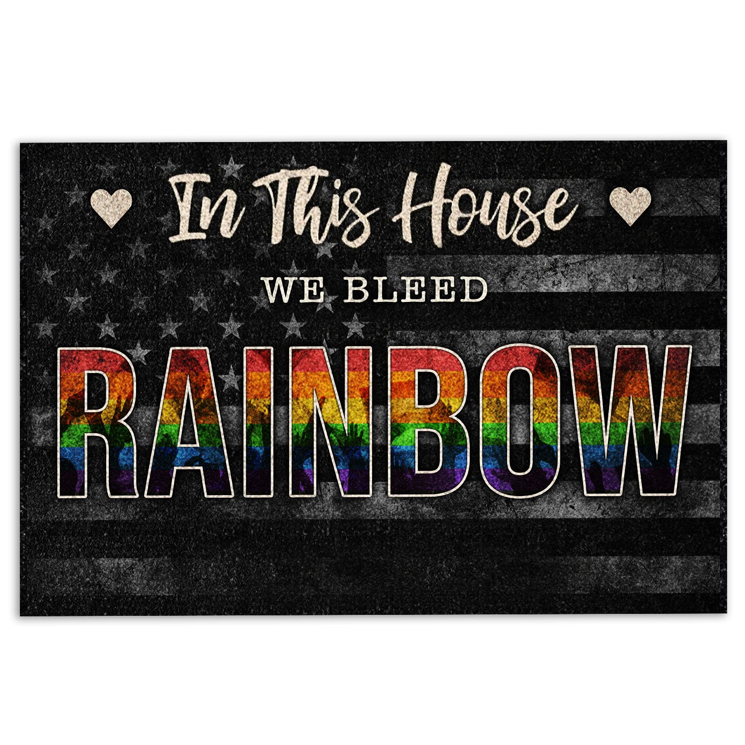 Ohaprints-Doormat-Outdoor-Indoor-Lgbt-Support-Lgbtq-Pride-Month-In-This-House-We-Bleed-Rainbow-Rubber-Door-Mat-292-18'' x 30''